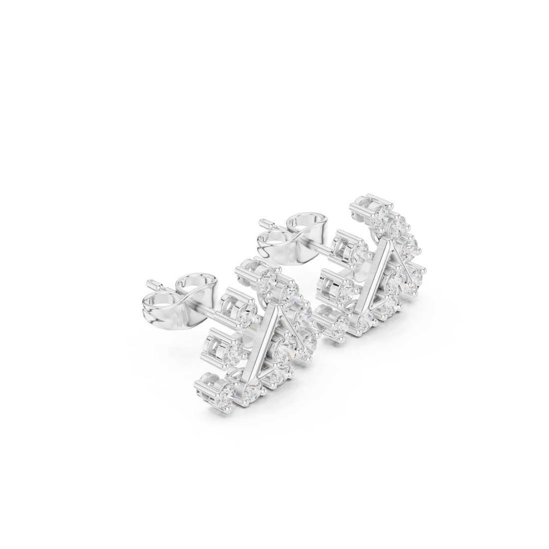 Luxury round diamond triangle halo stud earrings for women
