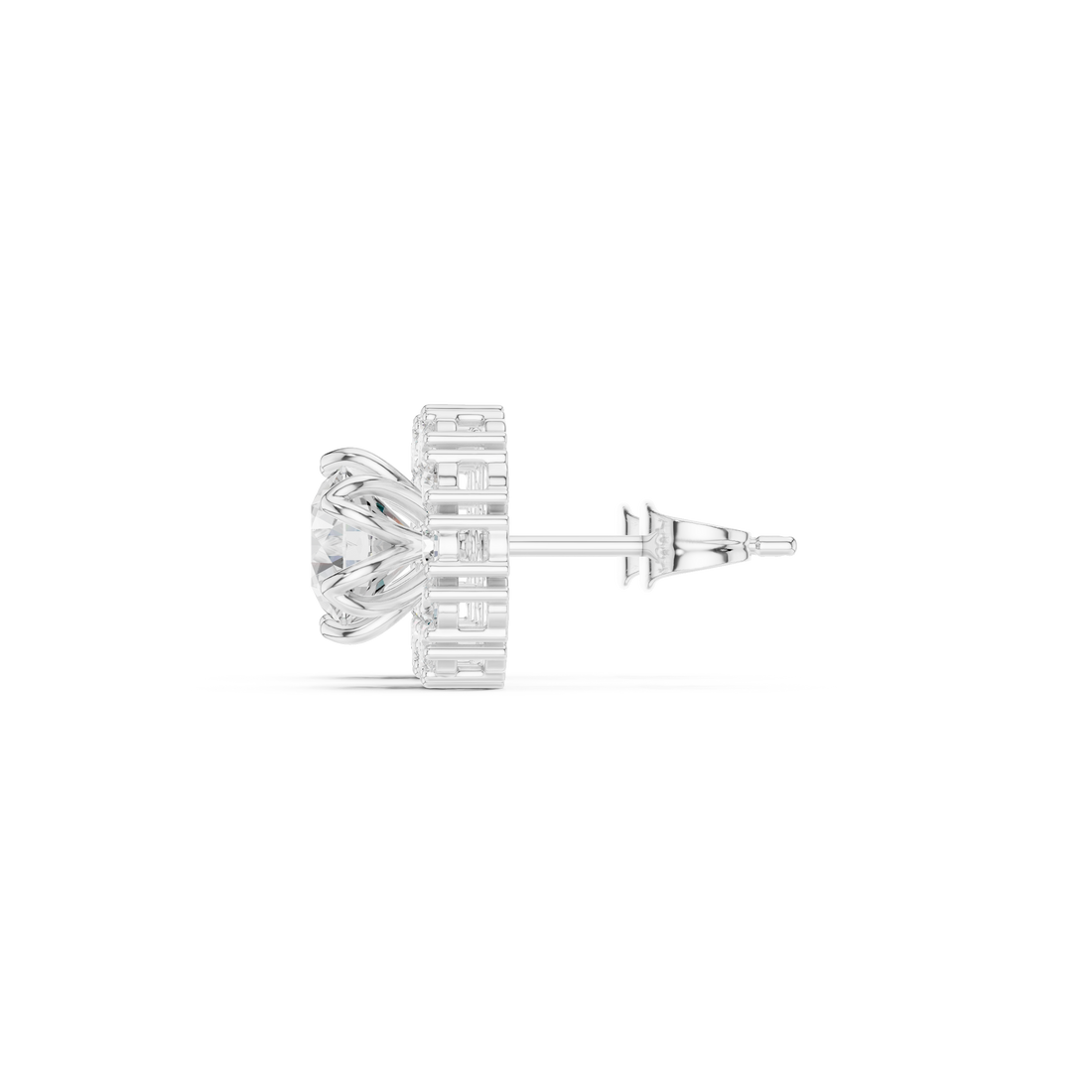 Brilliant round cut diamond halo floral stud earrings shine detail
