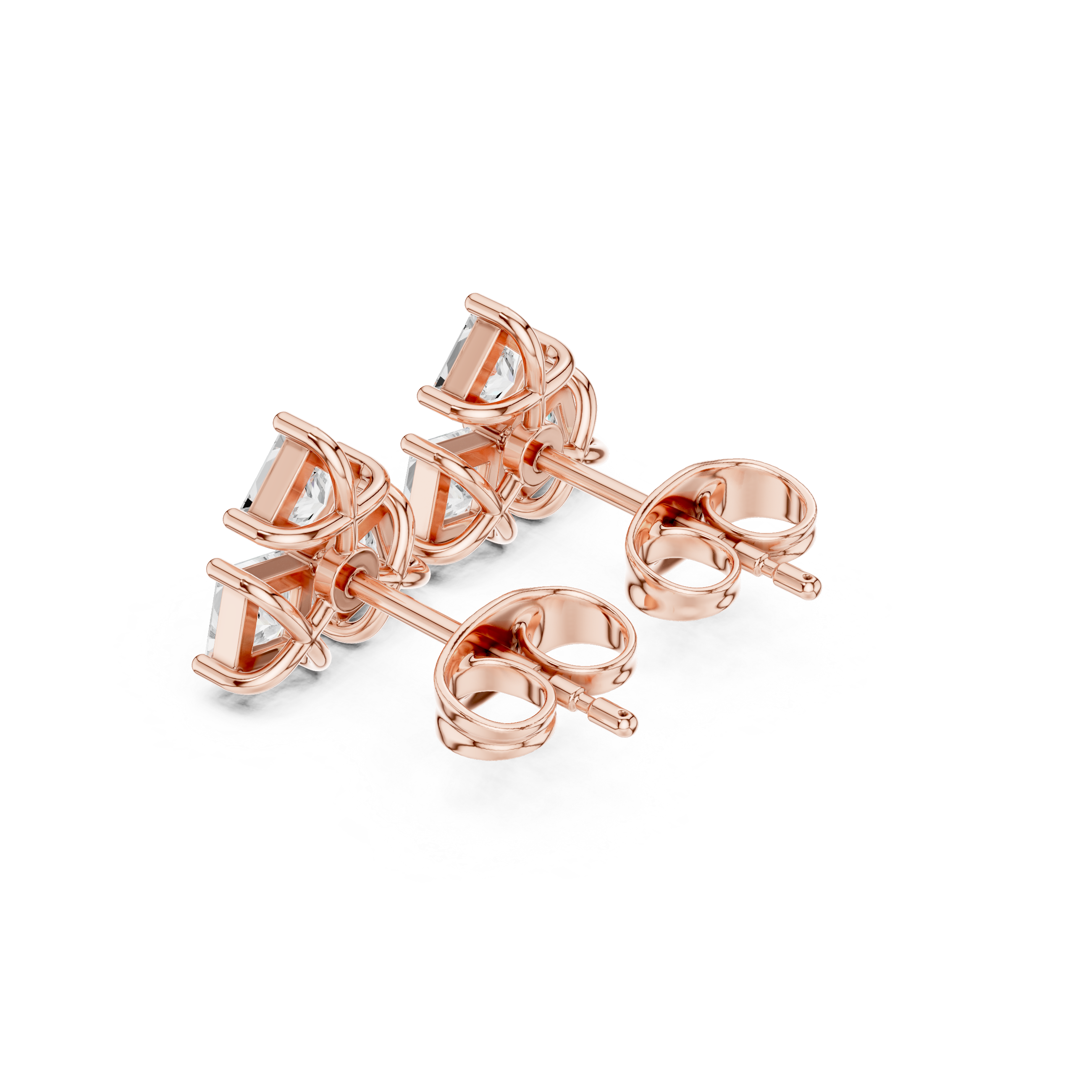 Elegant princess cut diamond trio cluster stud earrings design