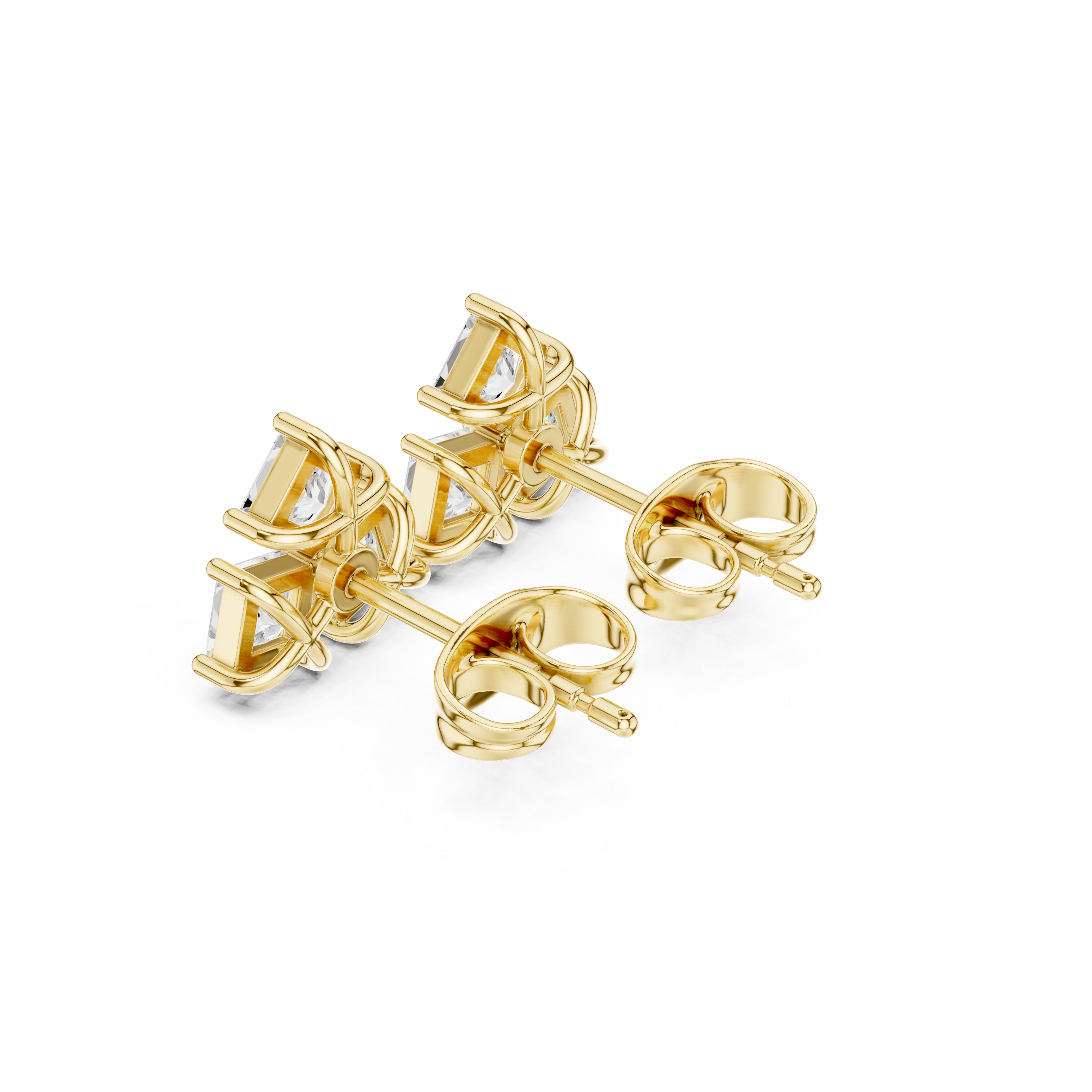 Timeless princess cut diamond trio cluster stud earrings classic look