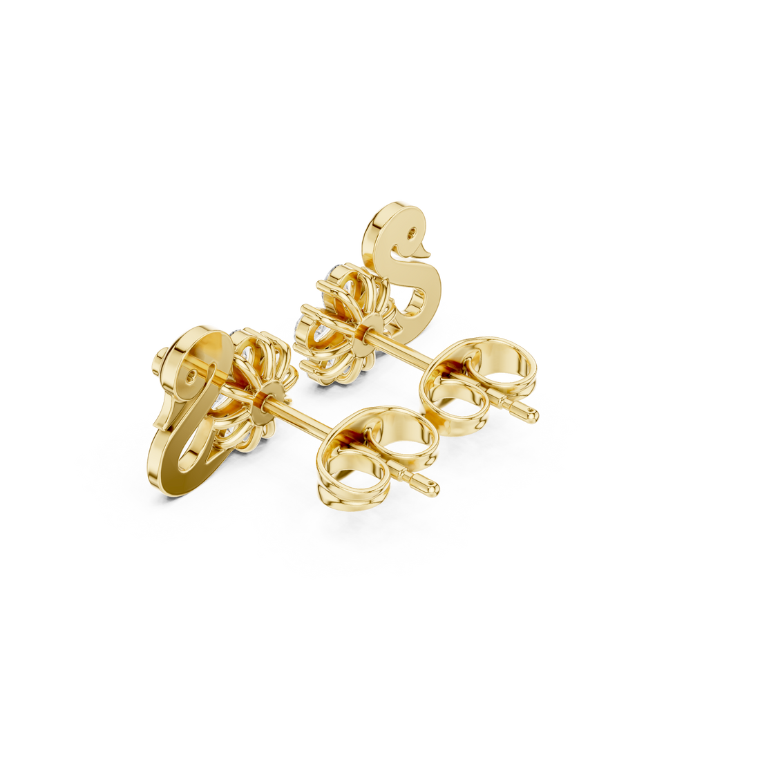 Timeless pear and round diamond swan floral stud earrings elegant look