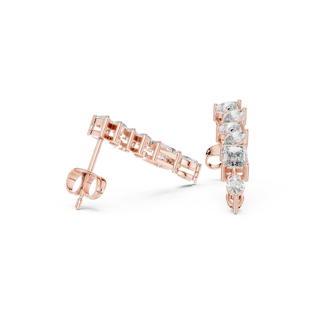 Timeless marquise pear and emerald cut diamond cascade earrings elegant look