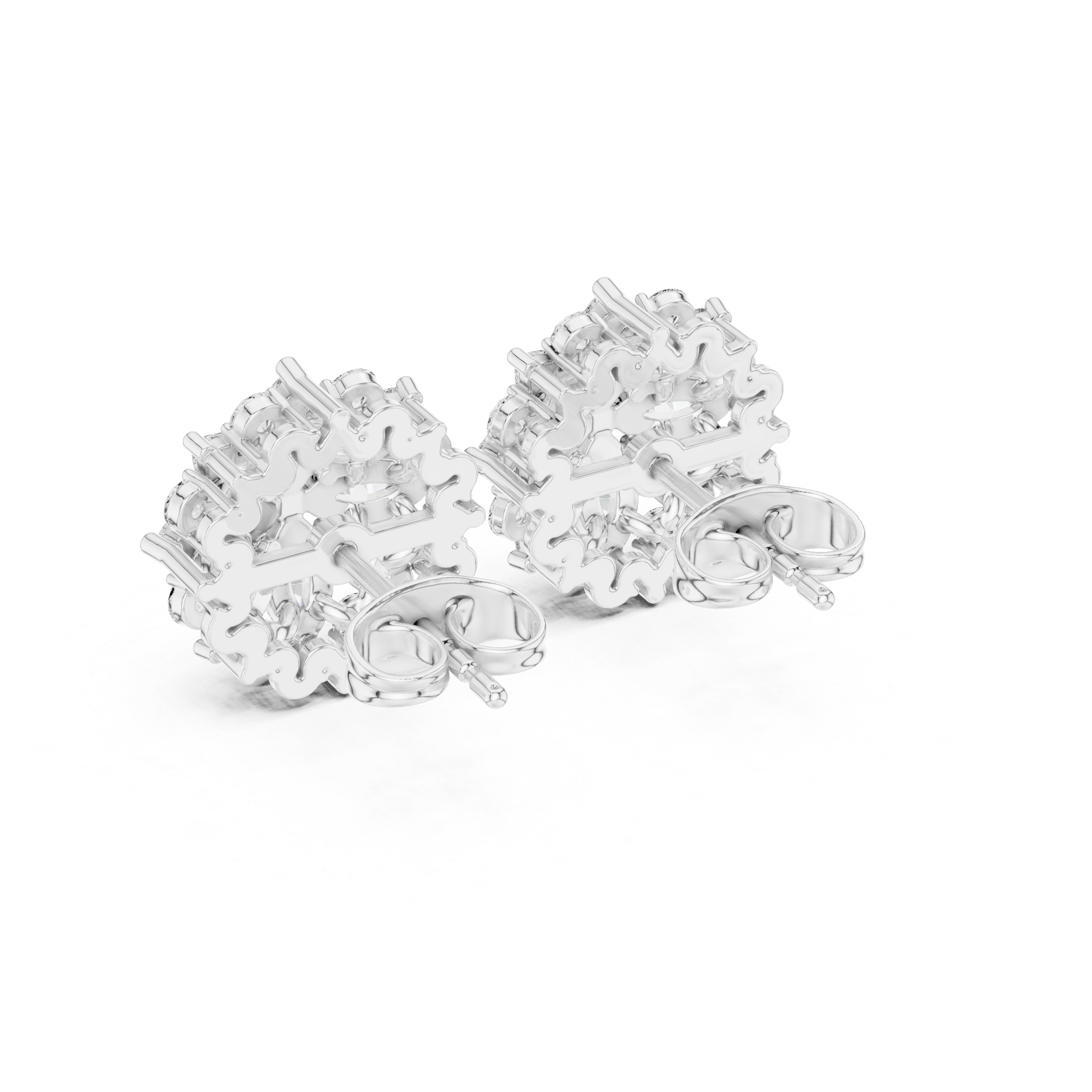 Luxury marquise and round diamond floral earrings for women