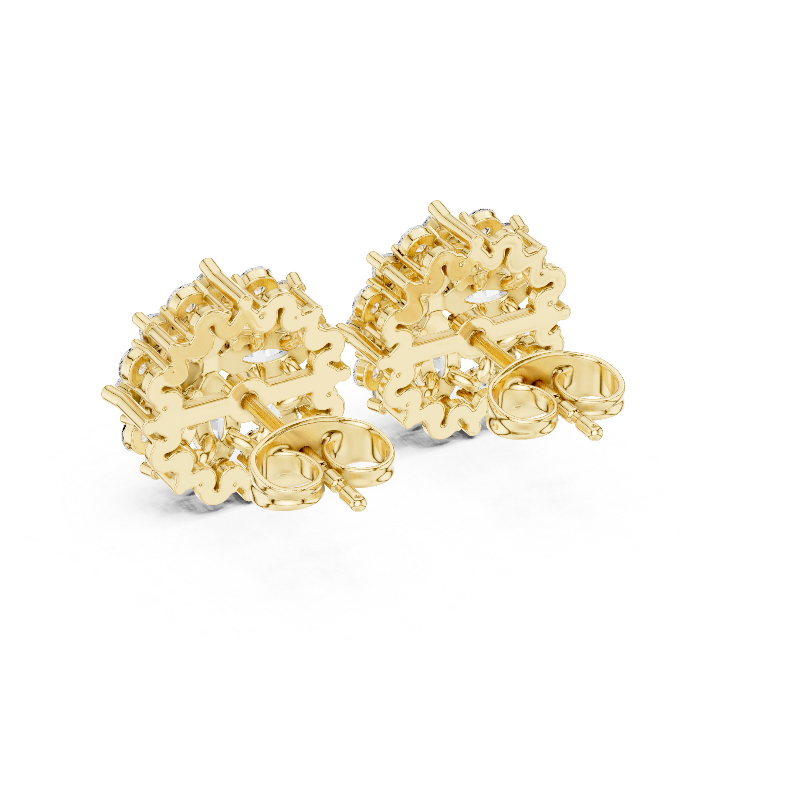 Marquise and round diamond floral cluster earrings flower inspired style