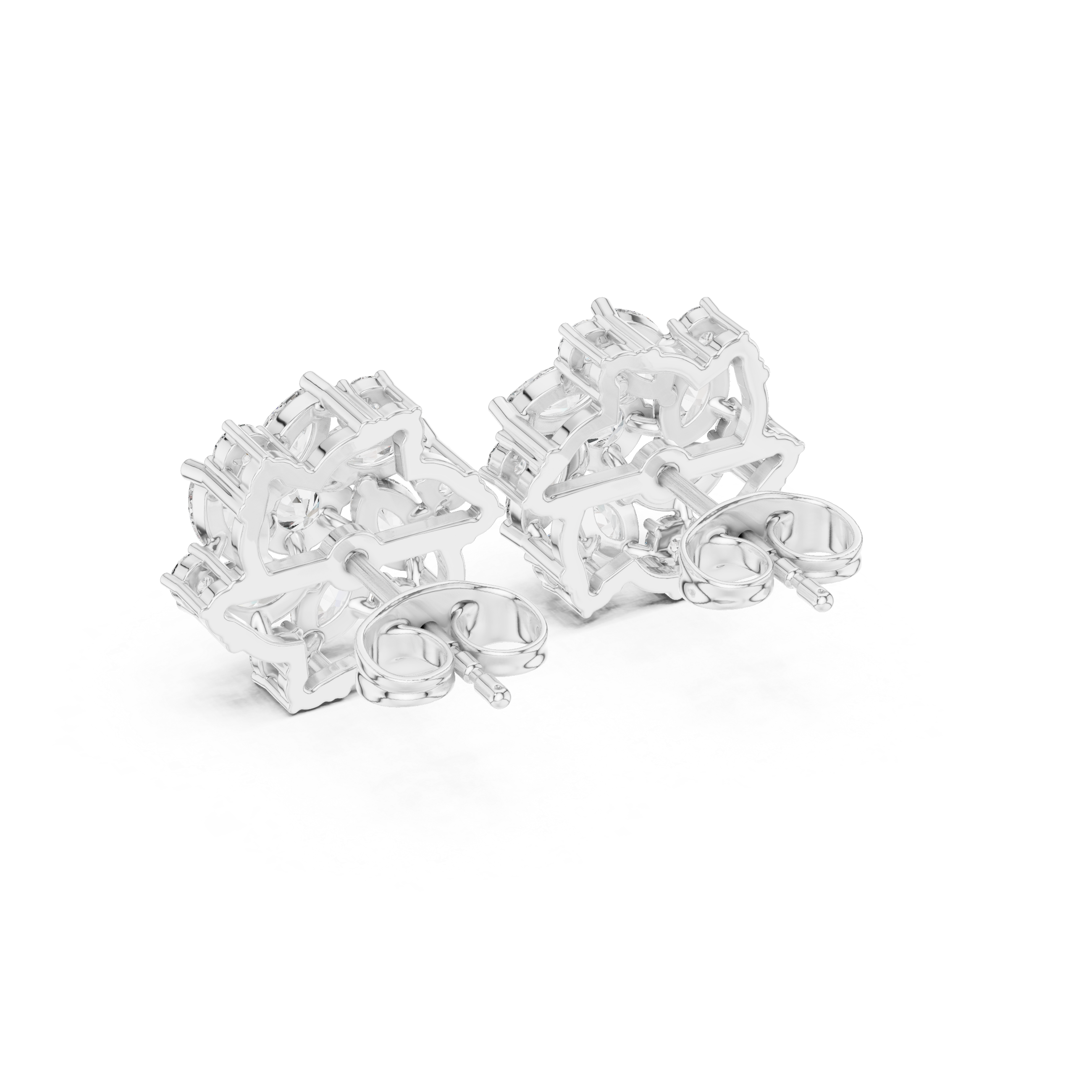 Luxury marquise and round diamond floral earrings for women