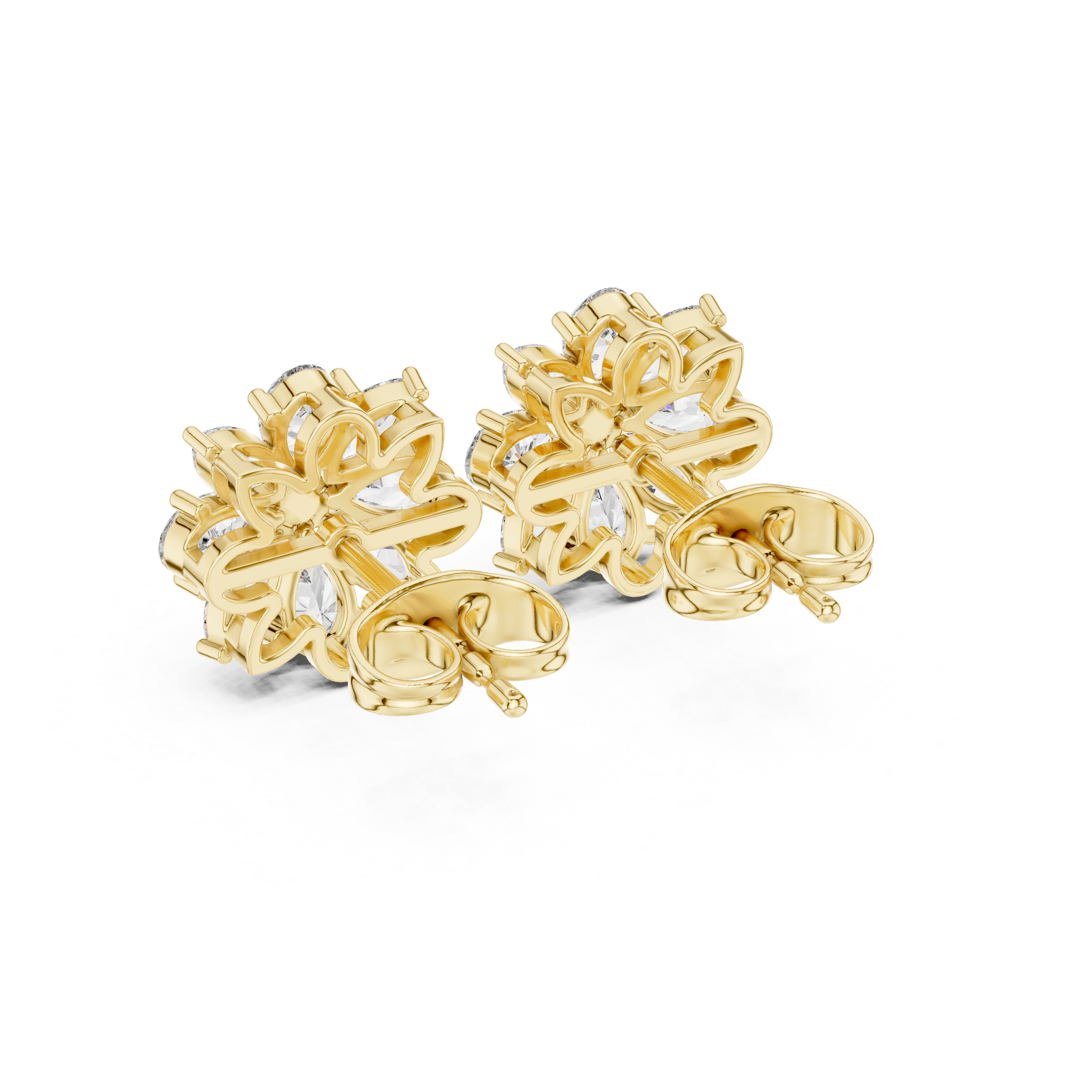 Pear and marquise diamond floral cluster earrings flower inspired style