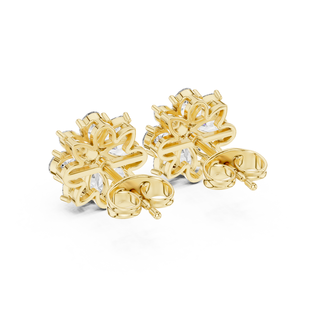 Pear and marquise diamond floral cluster earrings flower inspired style