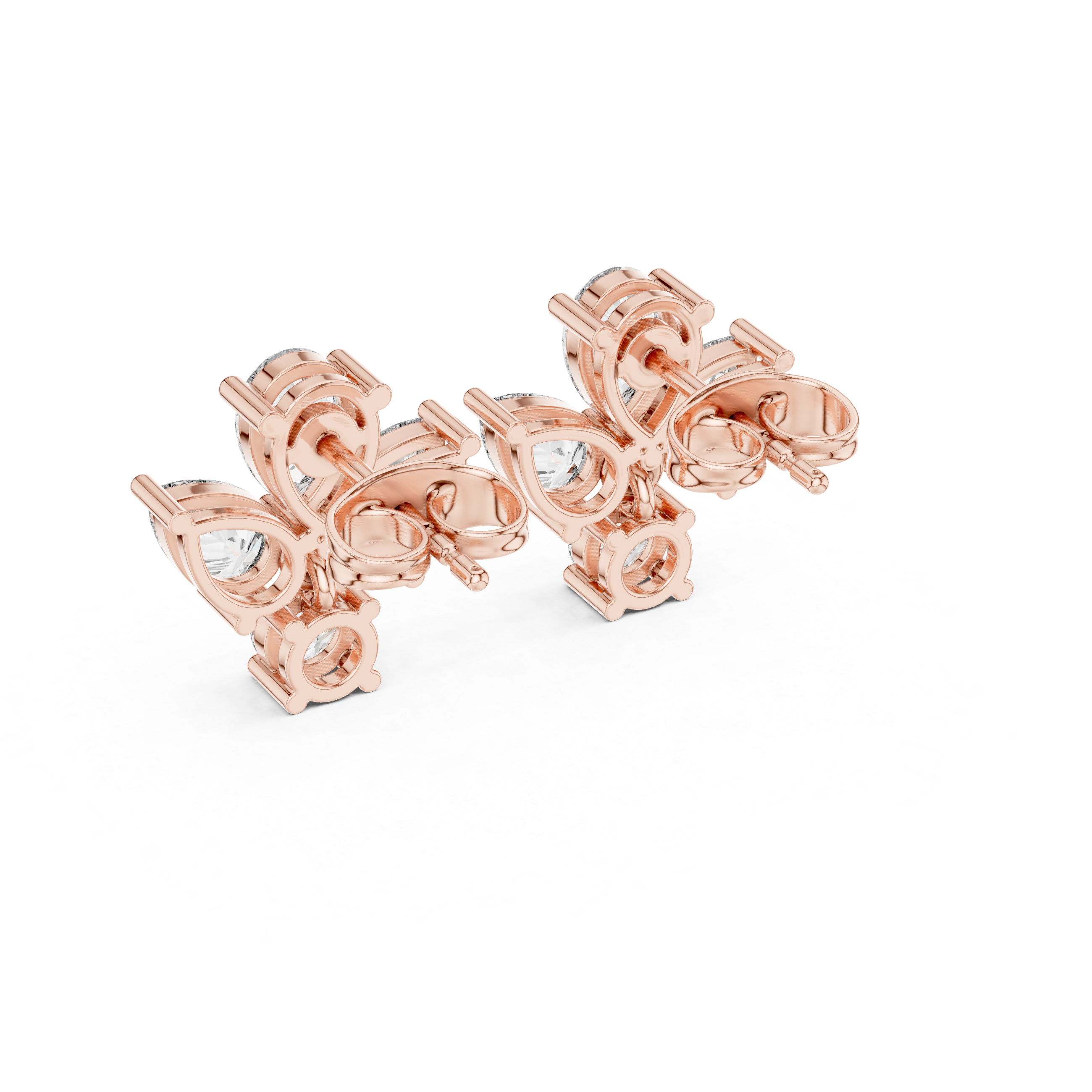 Sparkling pear and round diamond cluster earrings with drop design