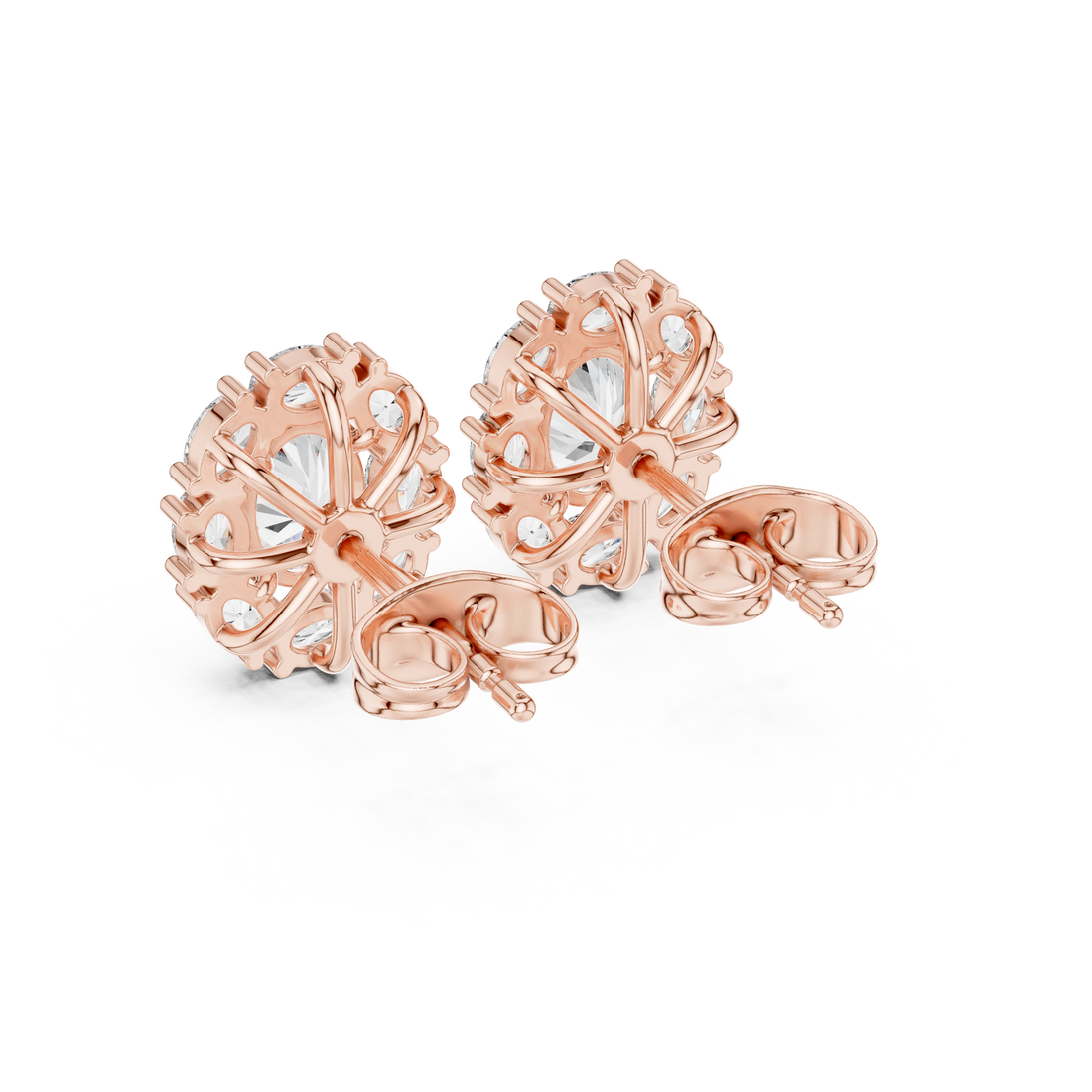 Sparkling oval diamond halo cluster stud earrings for women