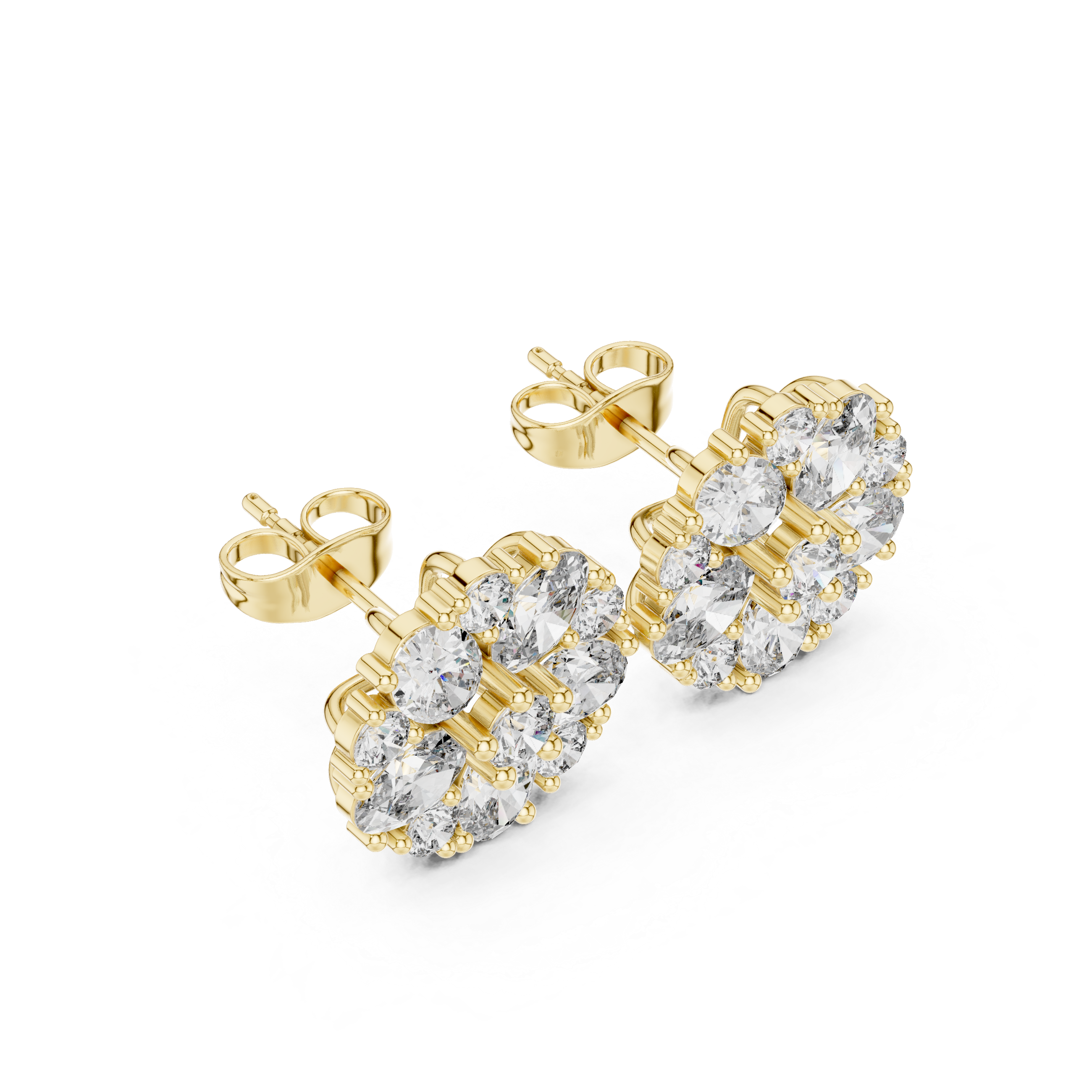 Elegant gold tennis bracelet featuring continuous line of sparkling diamonds.