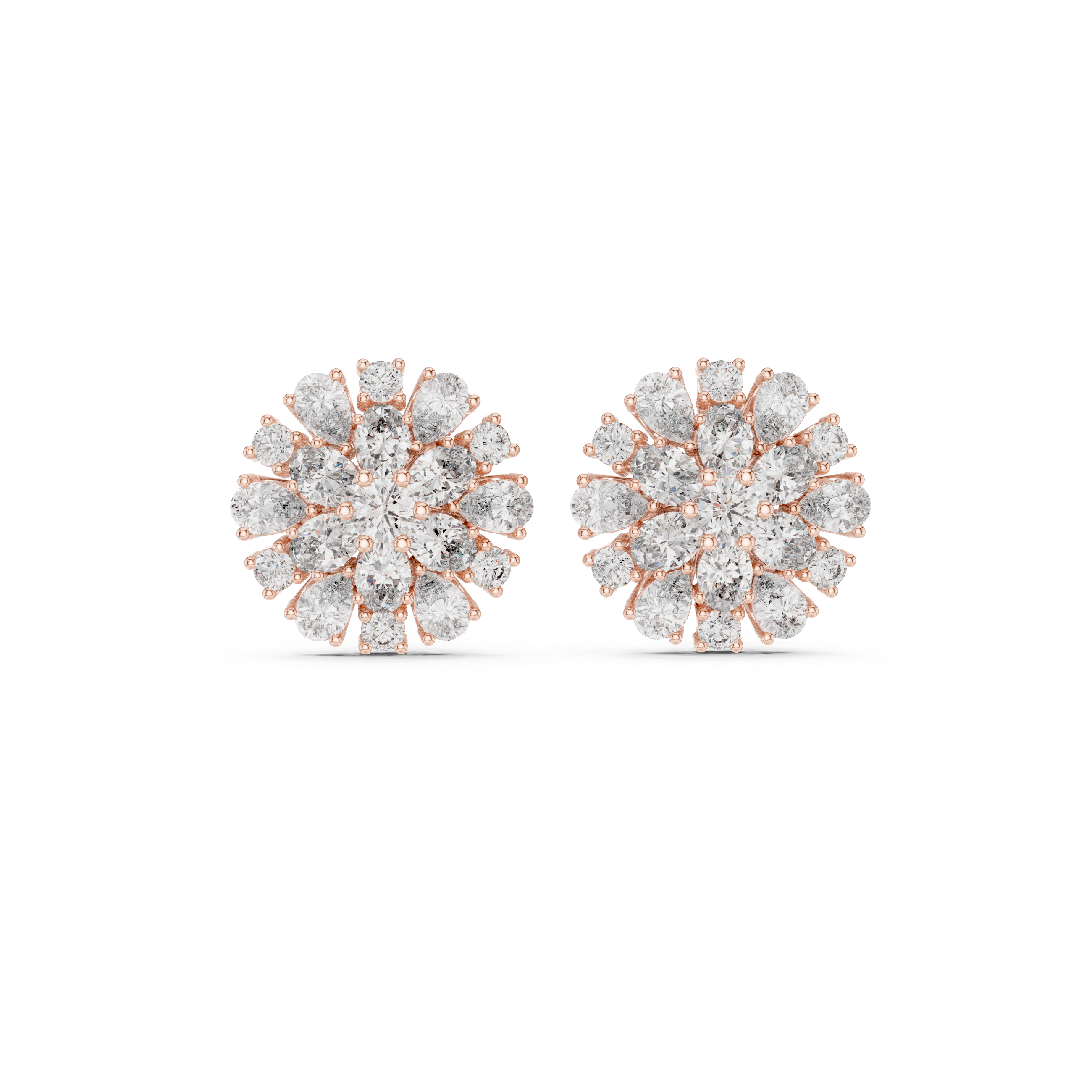 Luxury cluster diamond ring featuring multiple small stones forming dazzling centerpiece.