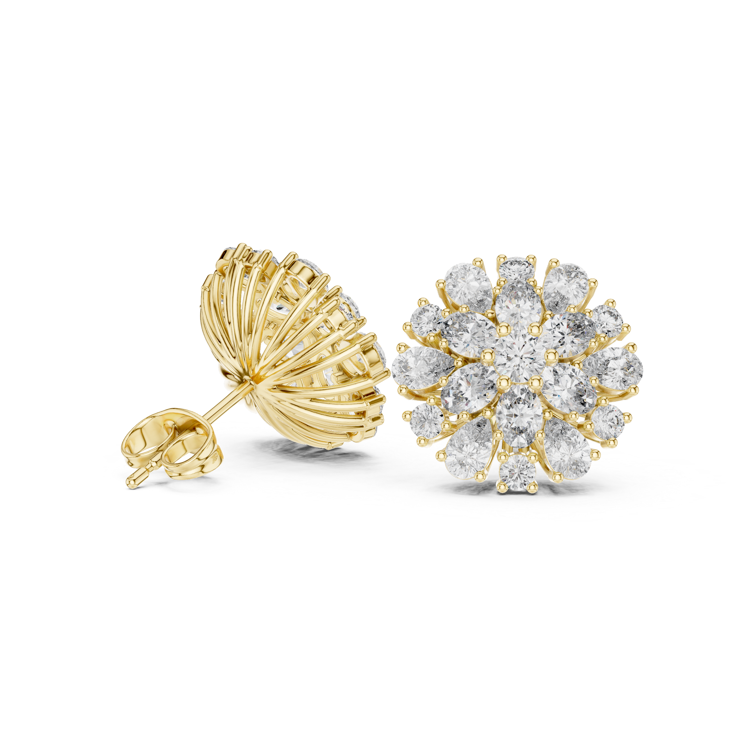 Designer crescent-shaped earrings with curved modern silhouette.