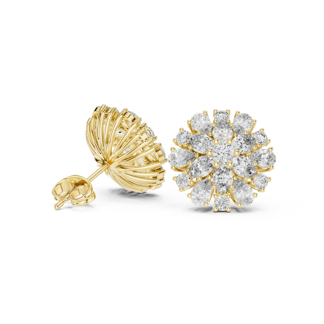 Designer crescent-shaped earrings with curved modern silhouette.