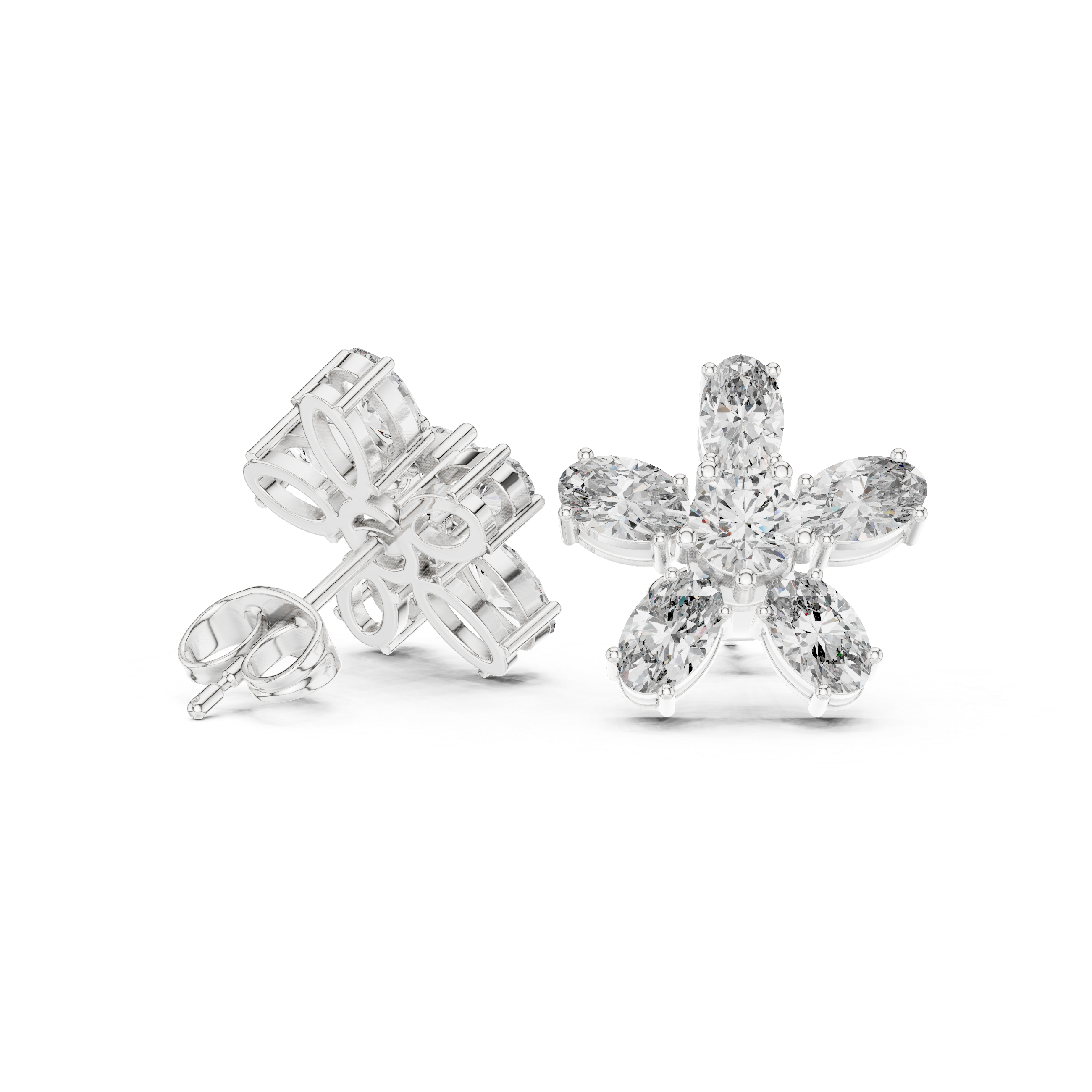 Elegant gold diamond stud earrings with brilliant round-cut stones and secure push-back closure.