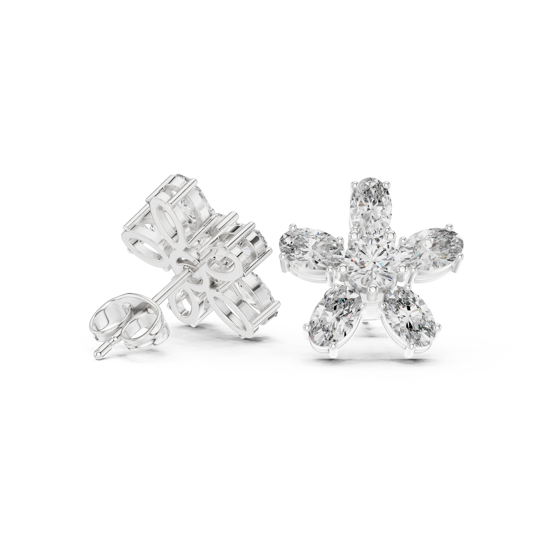 Elegant gold diamond stud earrings with brilliant round-cut stones and secure push-back closure.