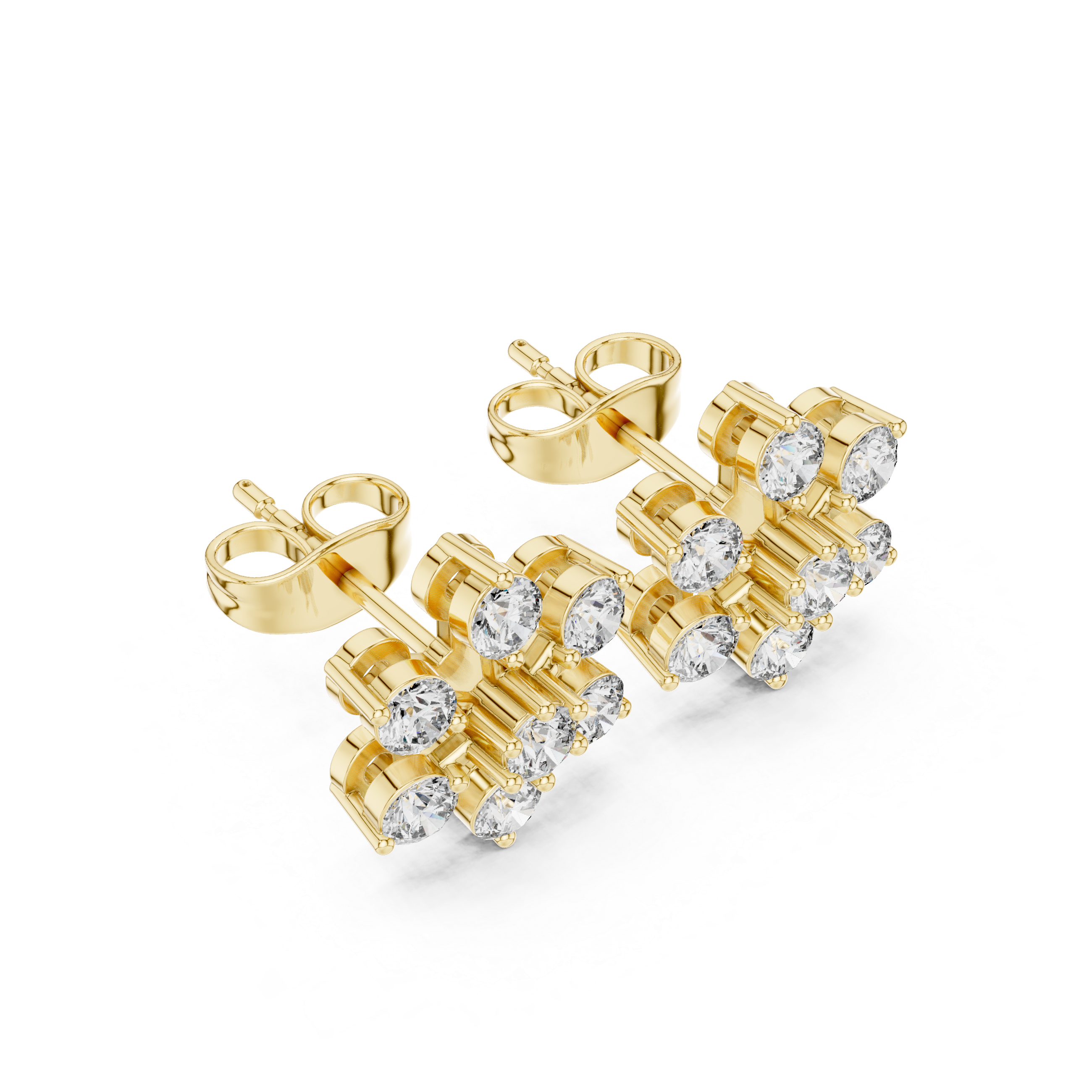 Minimal geometric stud earrings.