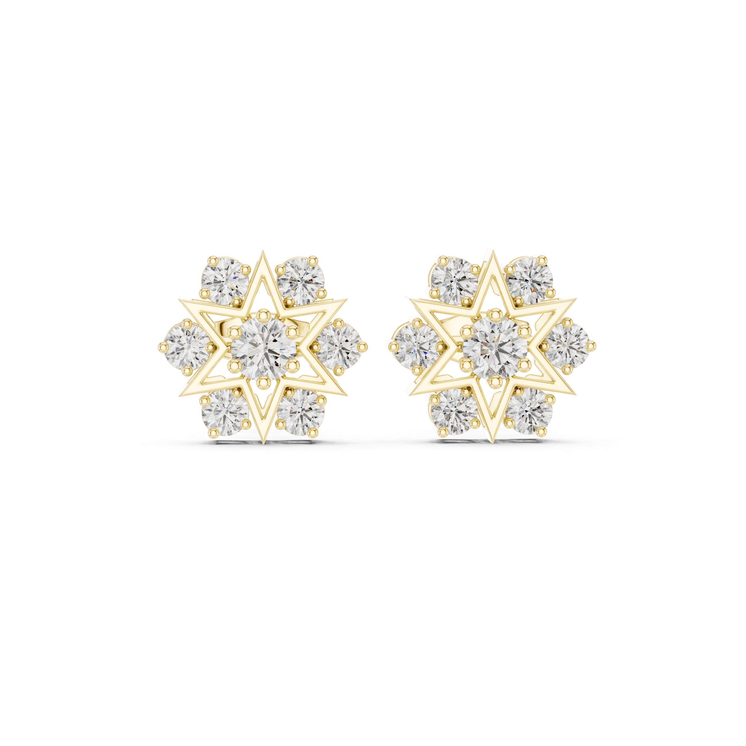 Children's stud earrings with tiny diamonds.