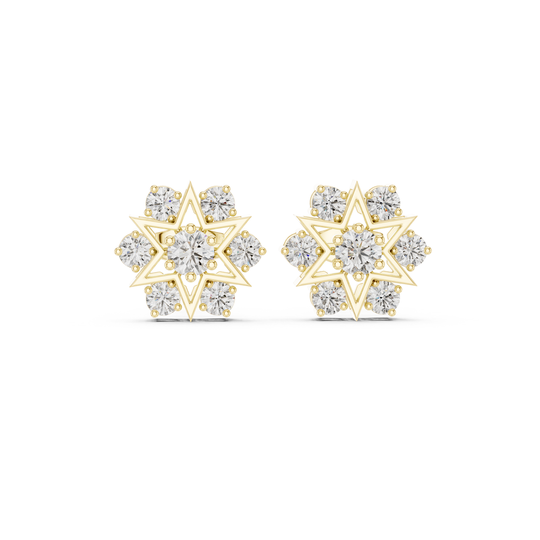 Children's stud earrings with tiny diamonds.