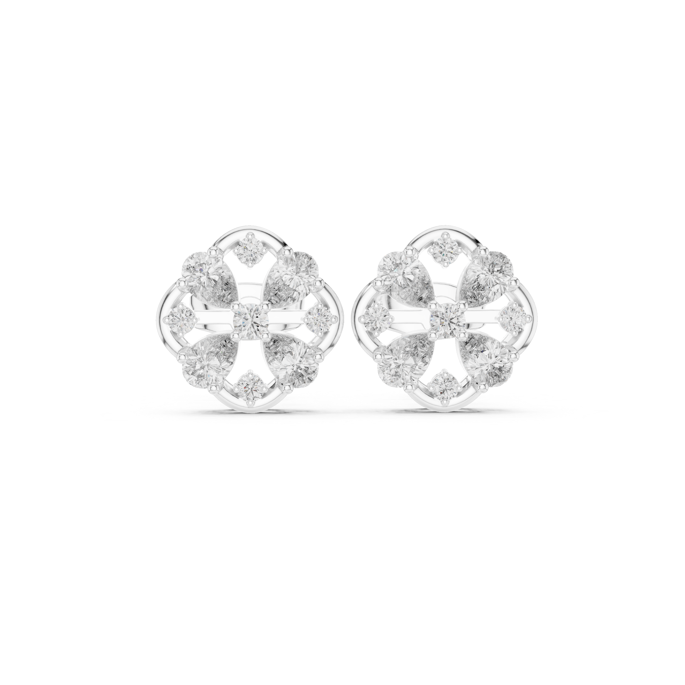 Diamond climber earrings with curved shape.