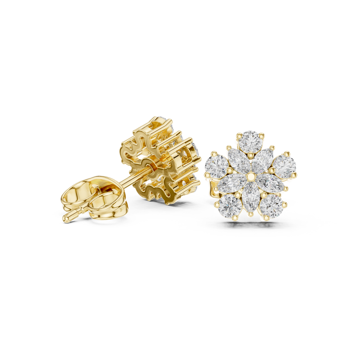 Gemstone stud earrings with bright colors.