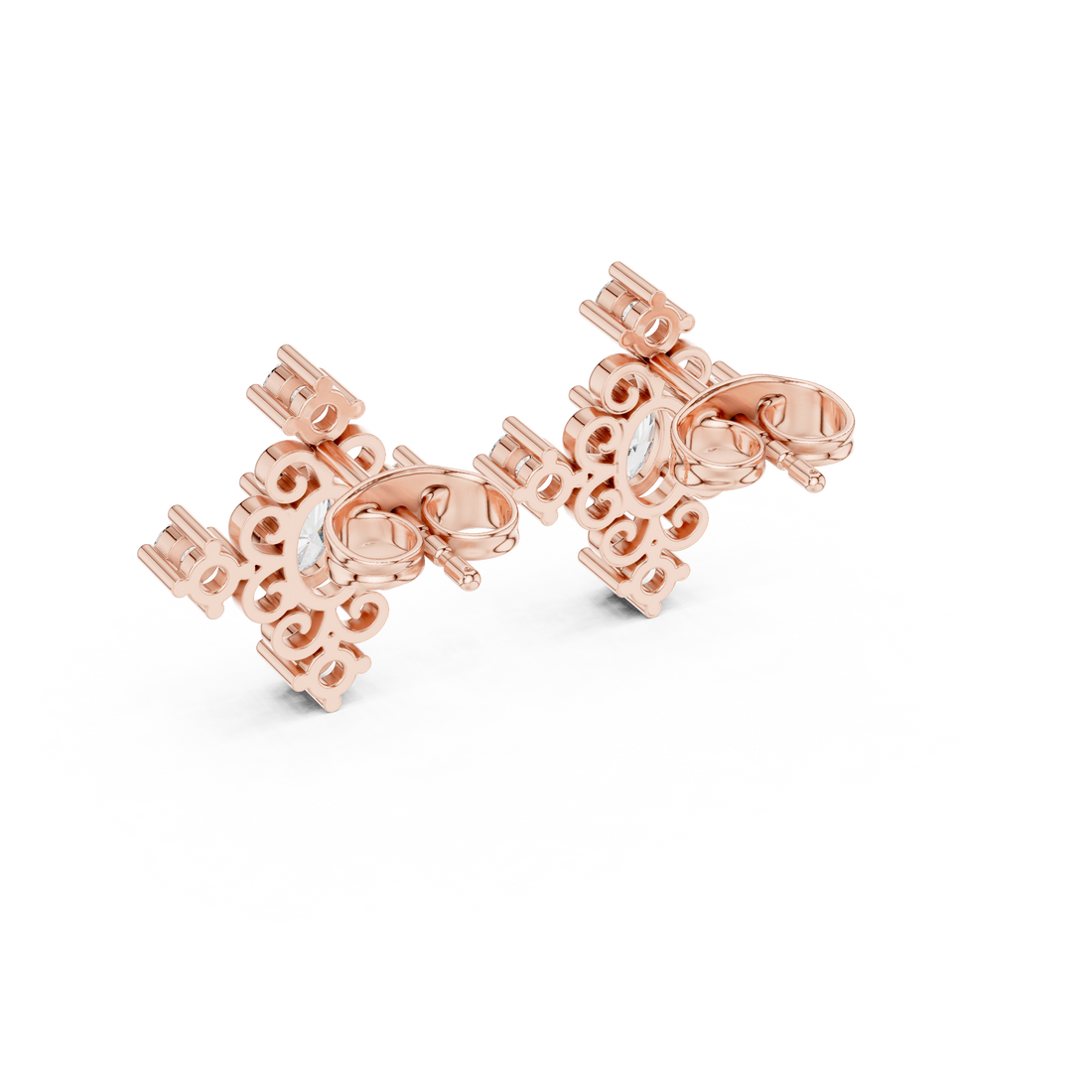 Diamond drop earrings with polished finish.