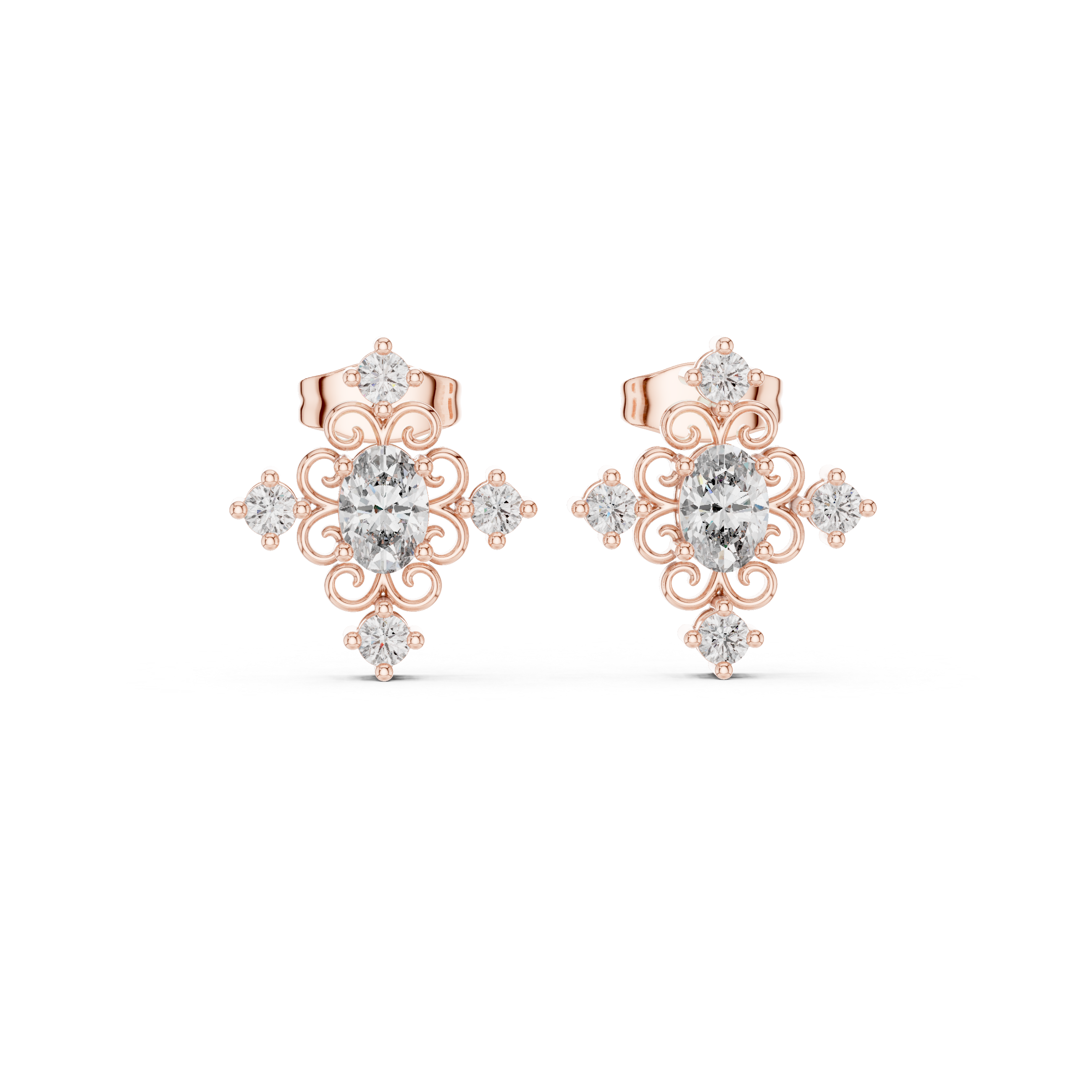 Vintage halo ring with decorative edges.