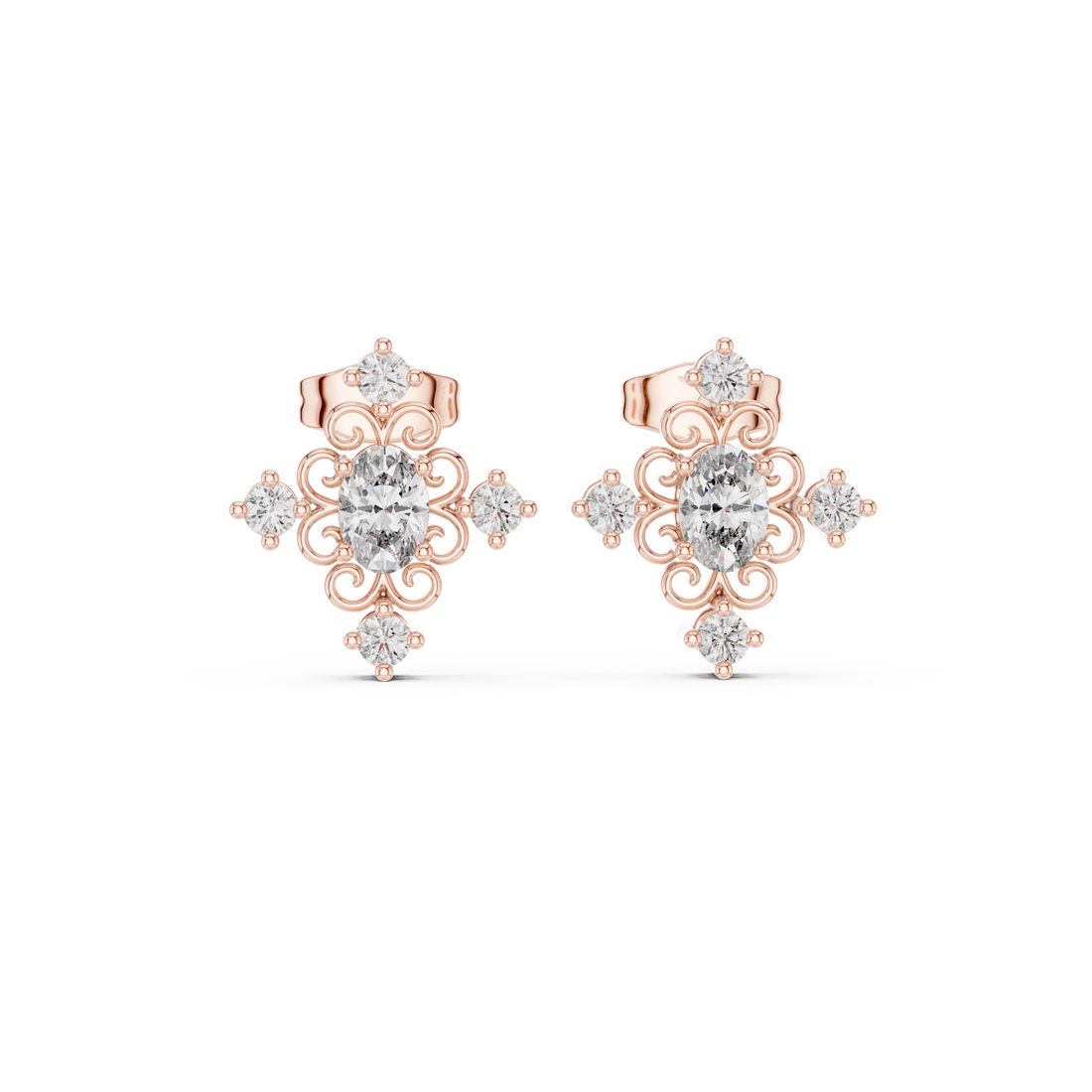 Vintage halo ring with decorative edges.