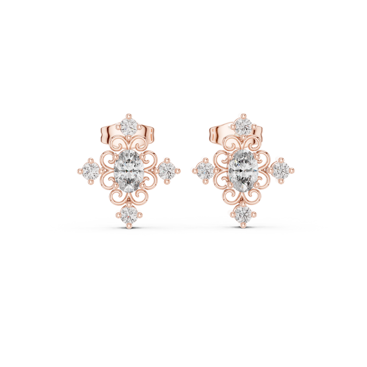 Vintage halo ring with decorative edges.
