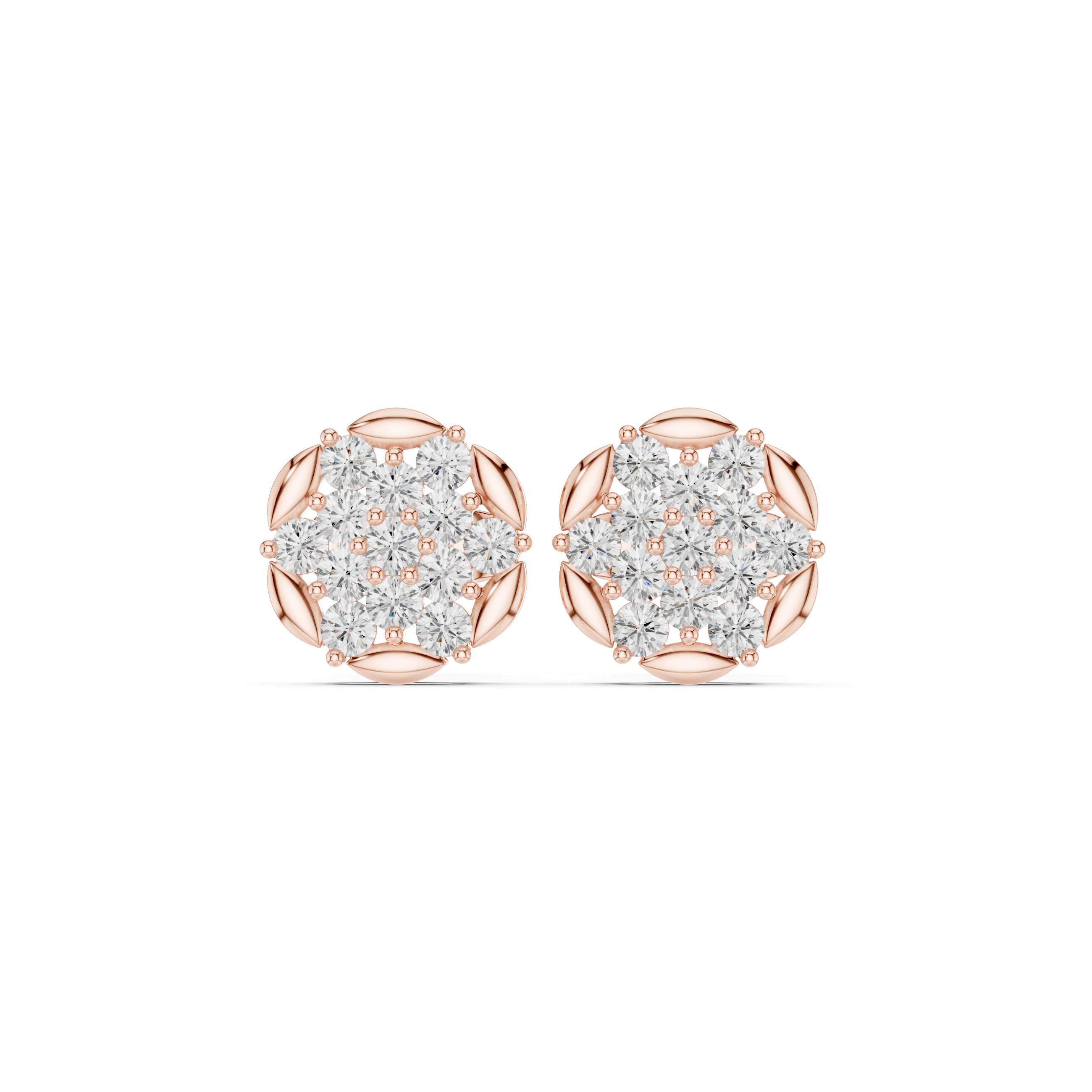 Small diamond earrings with polished setting.