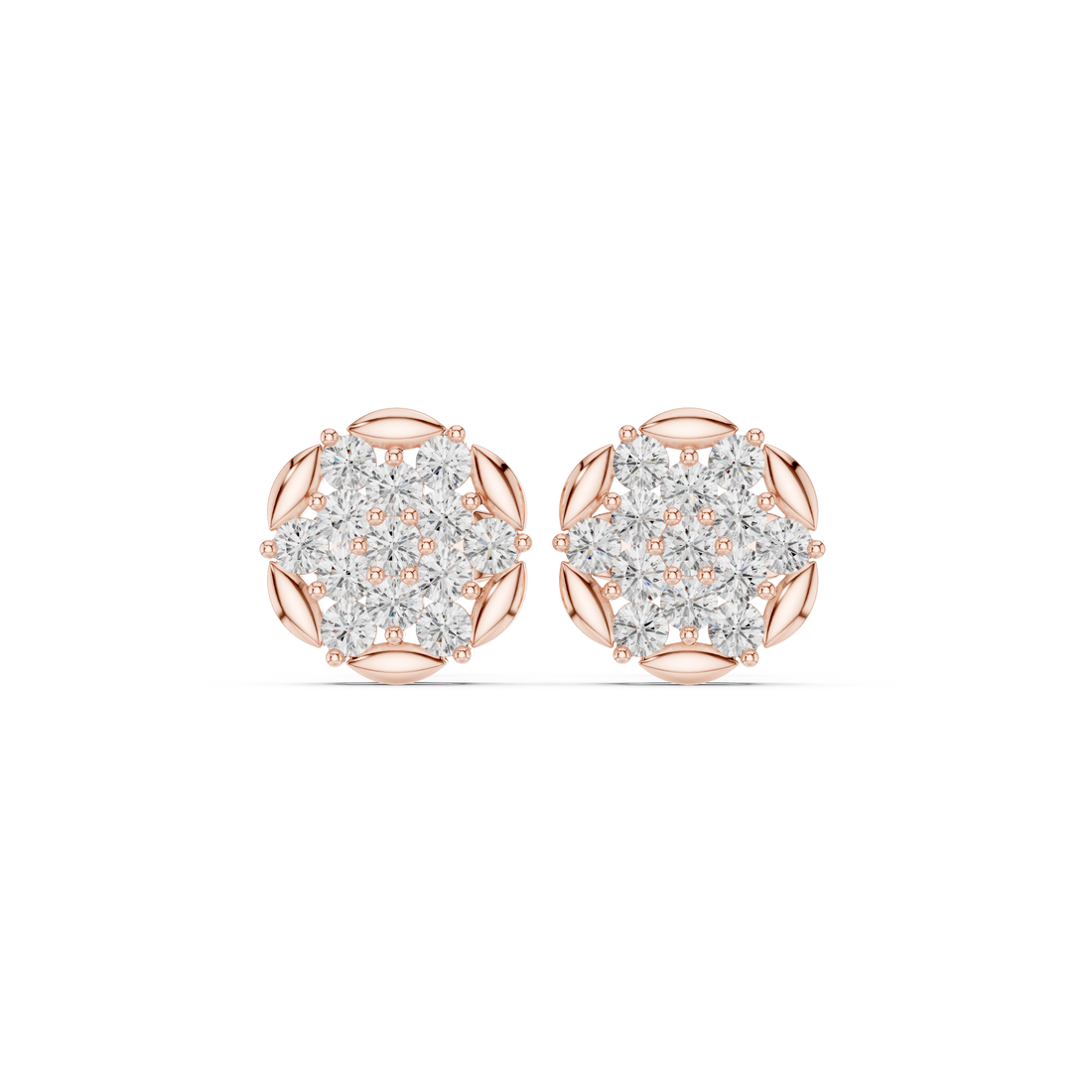 Small diamond earrings with polished setting.