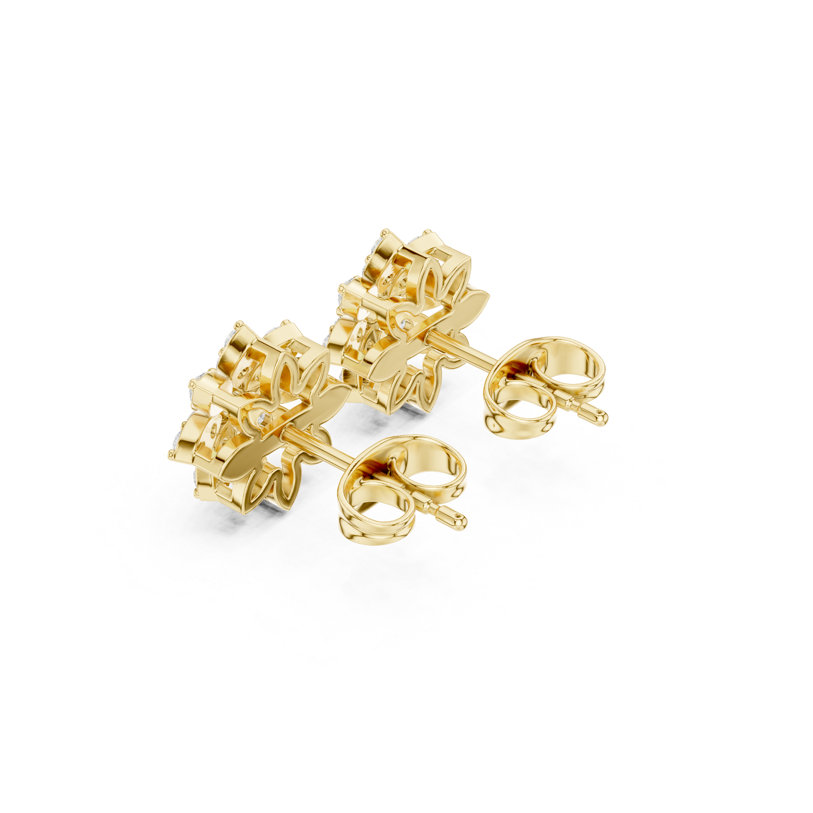 Classic round pearl stud earrings in gold.