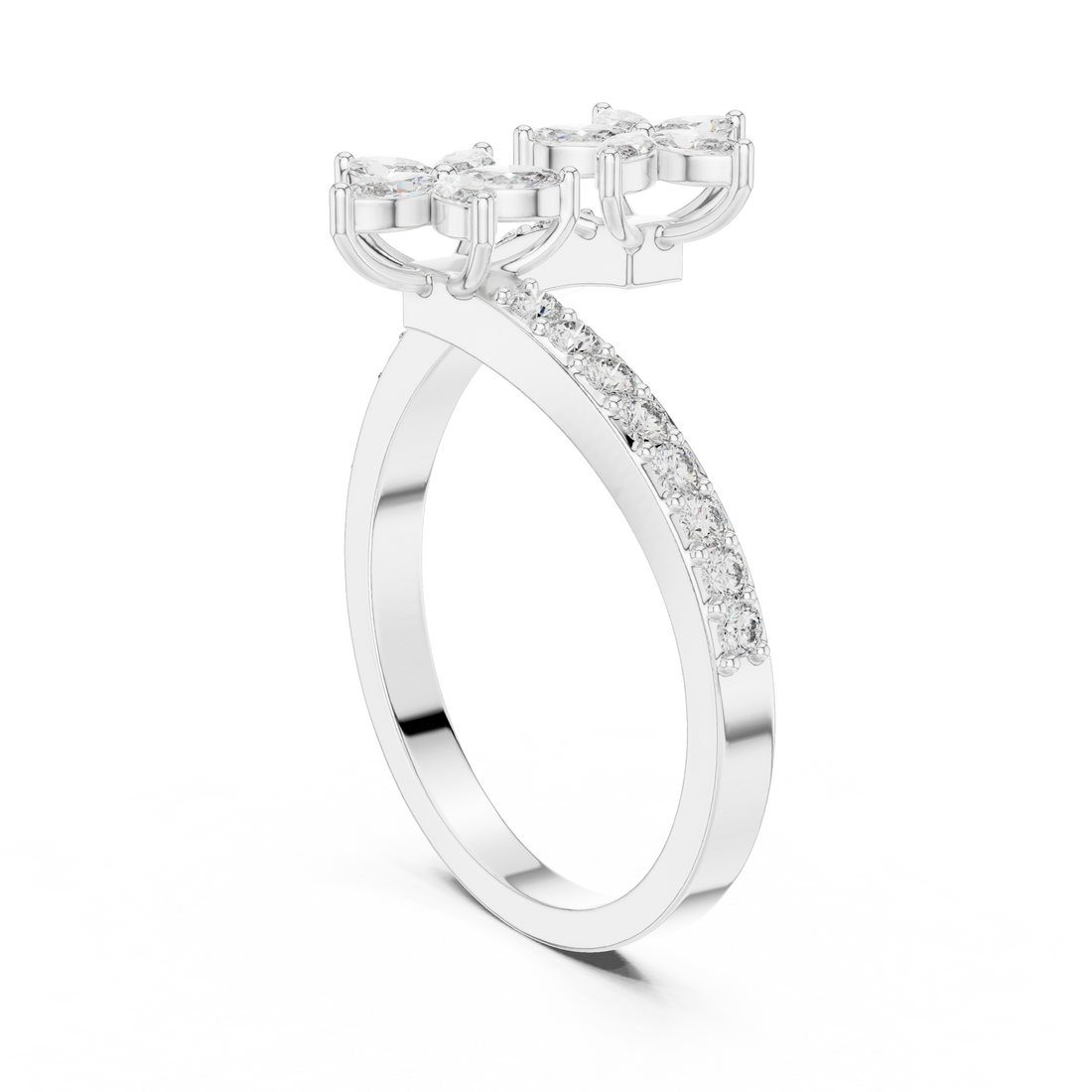 Diamond gemstone ring with sleek polished band.