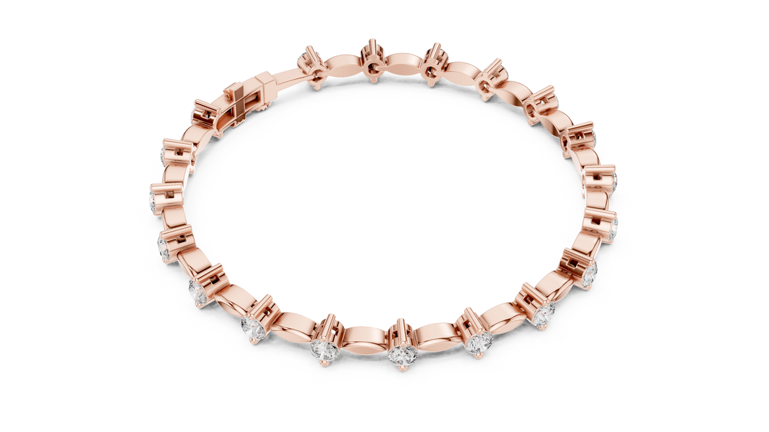 Round Diamond Marquise Link Tennis Chain Bracelet