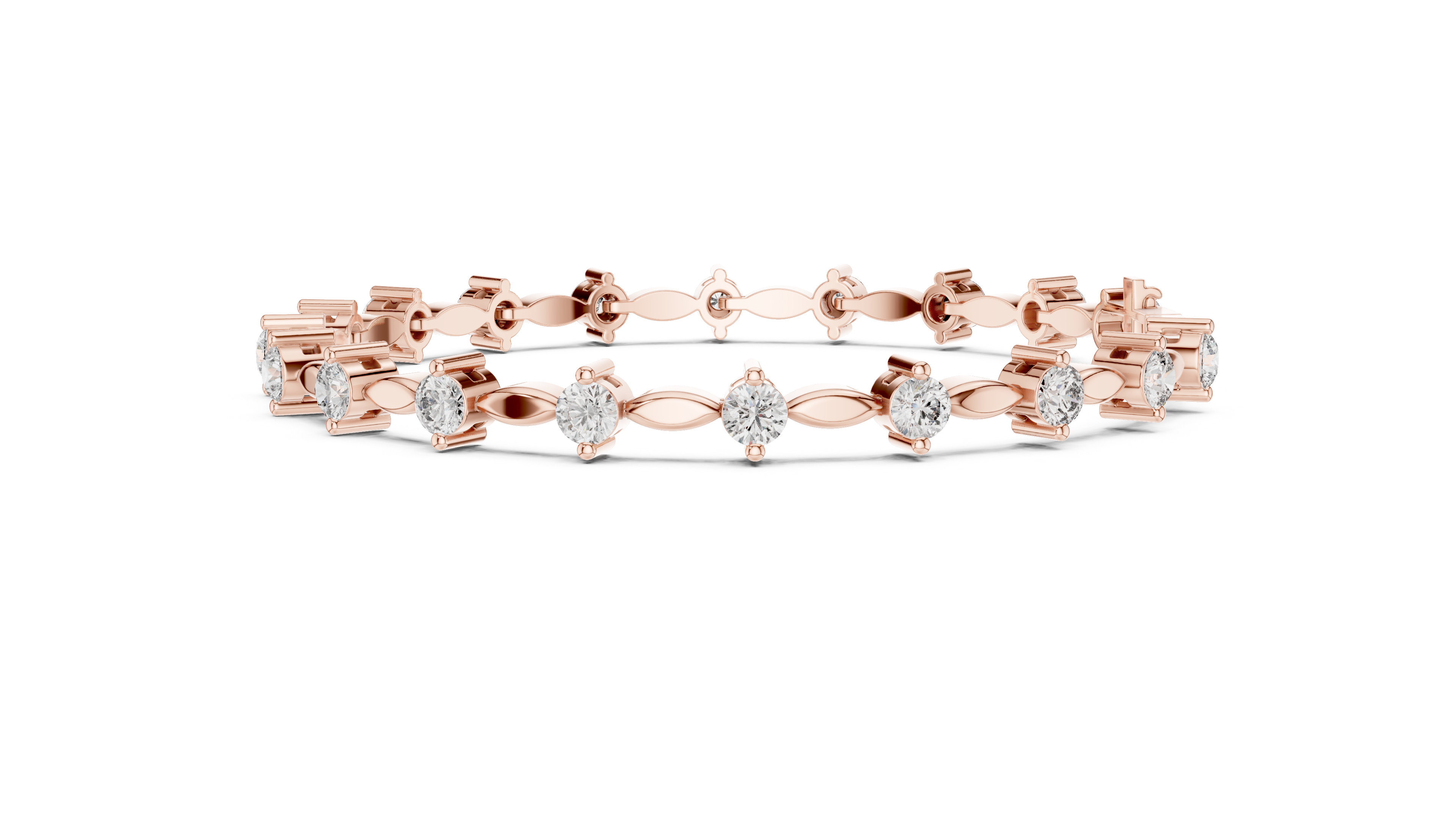 Round Diamond Marquise Link Tennis Chain Bracelet