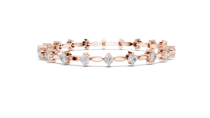 Round Diamond Marquise Link Tennis Chain Bracelet