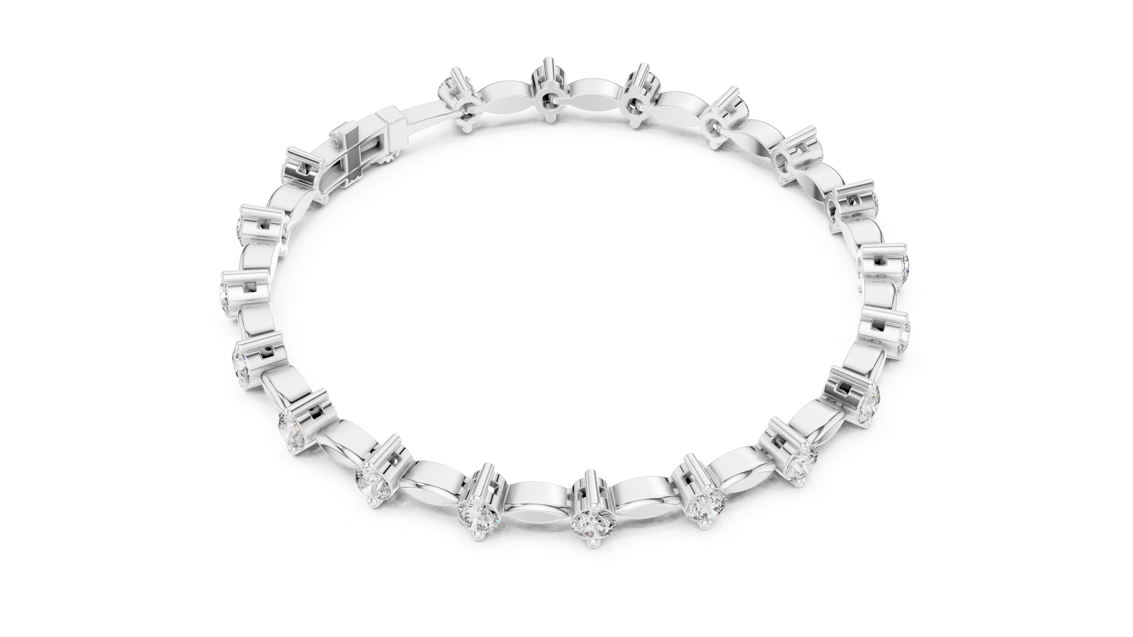 Round Diamond Marquise Link Tennis Chain Bracelet