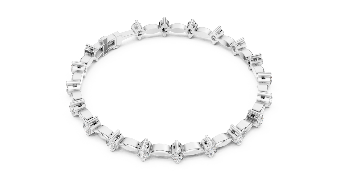 Round Diamond Marquise Link Tennis Chain Bracelet