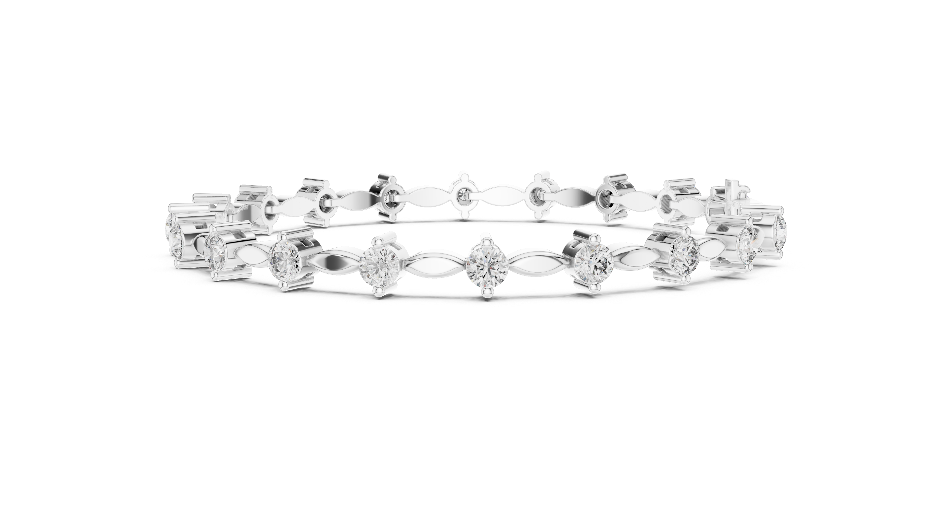 Round Diamond Marquise Link Tennis Chain Bracelet
