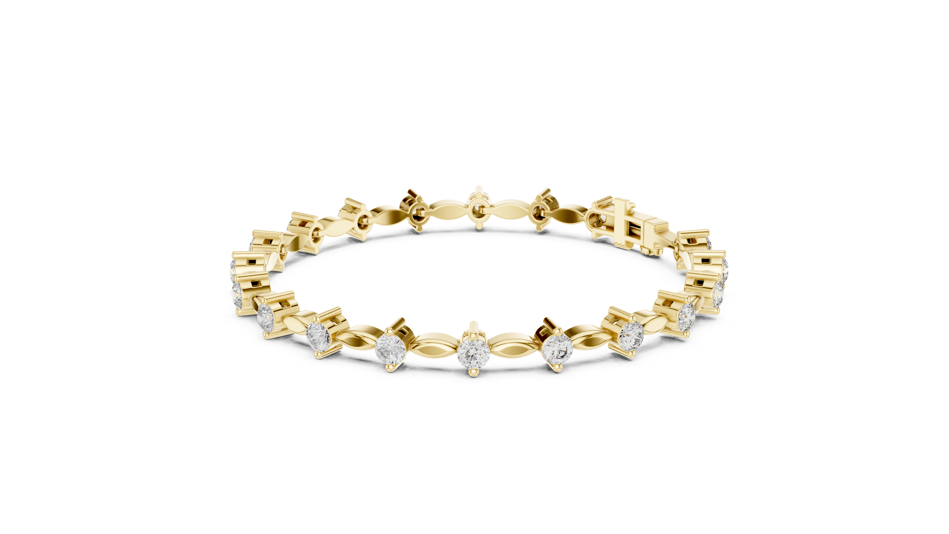 Round Diamond Marquise Link Tennis Chain Bracelet