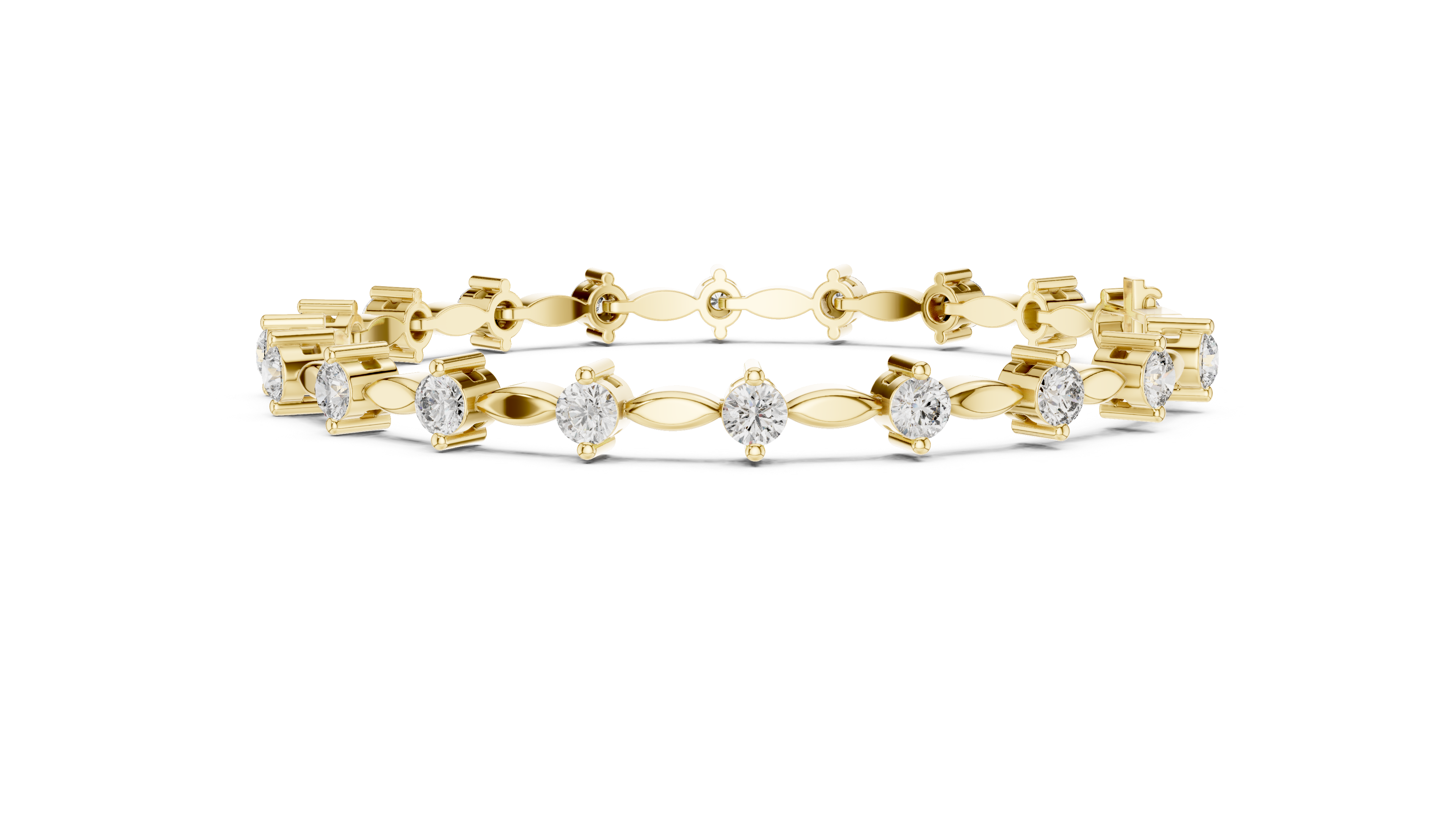 Round Diamond Marquise Link Tennis Chain Bracelet