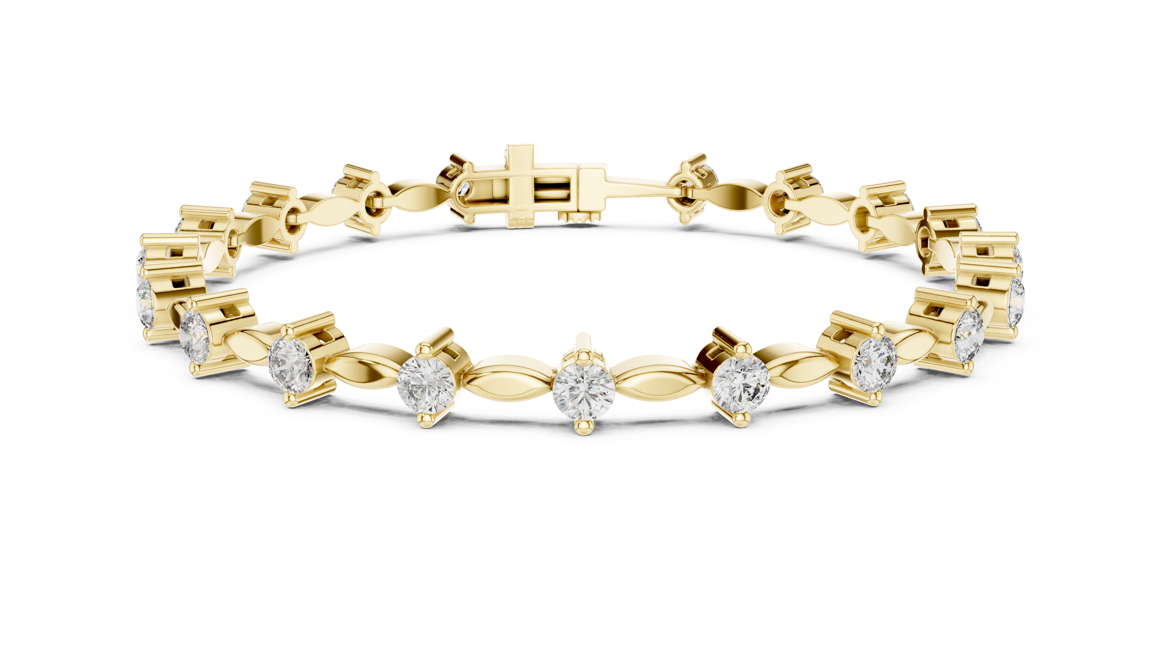 Round Diamond Marquise Link Tennis Chain Bracelet