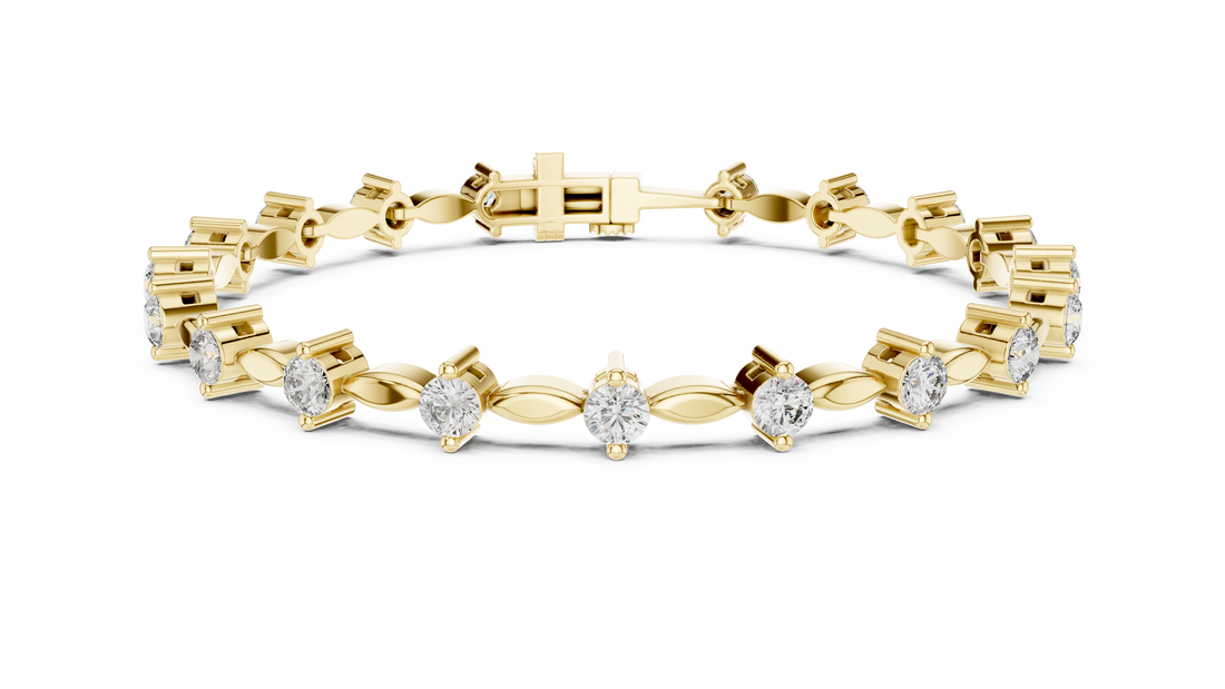 Round Diamond Marquise Link Tennis Chain Bracelet