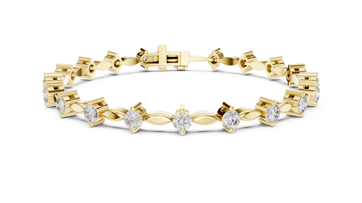 Round Diamond Marquise Link Tennis Chain Bracelet