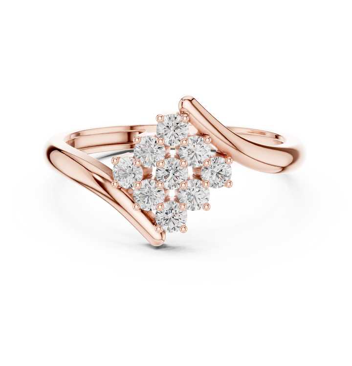 Multi-color stone ring with stylish pattern.
