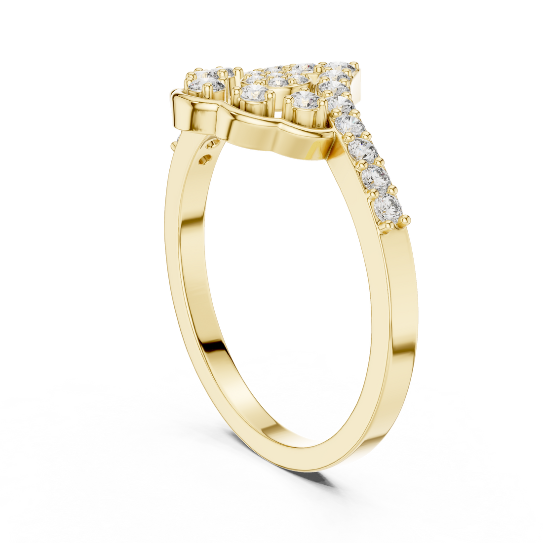 Oval diamond ring with polished gold band.