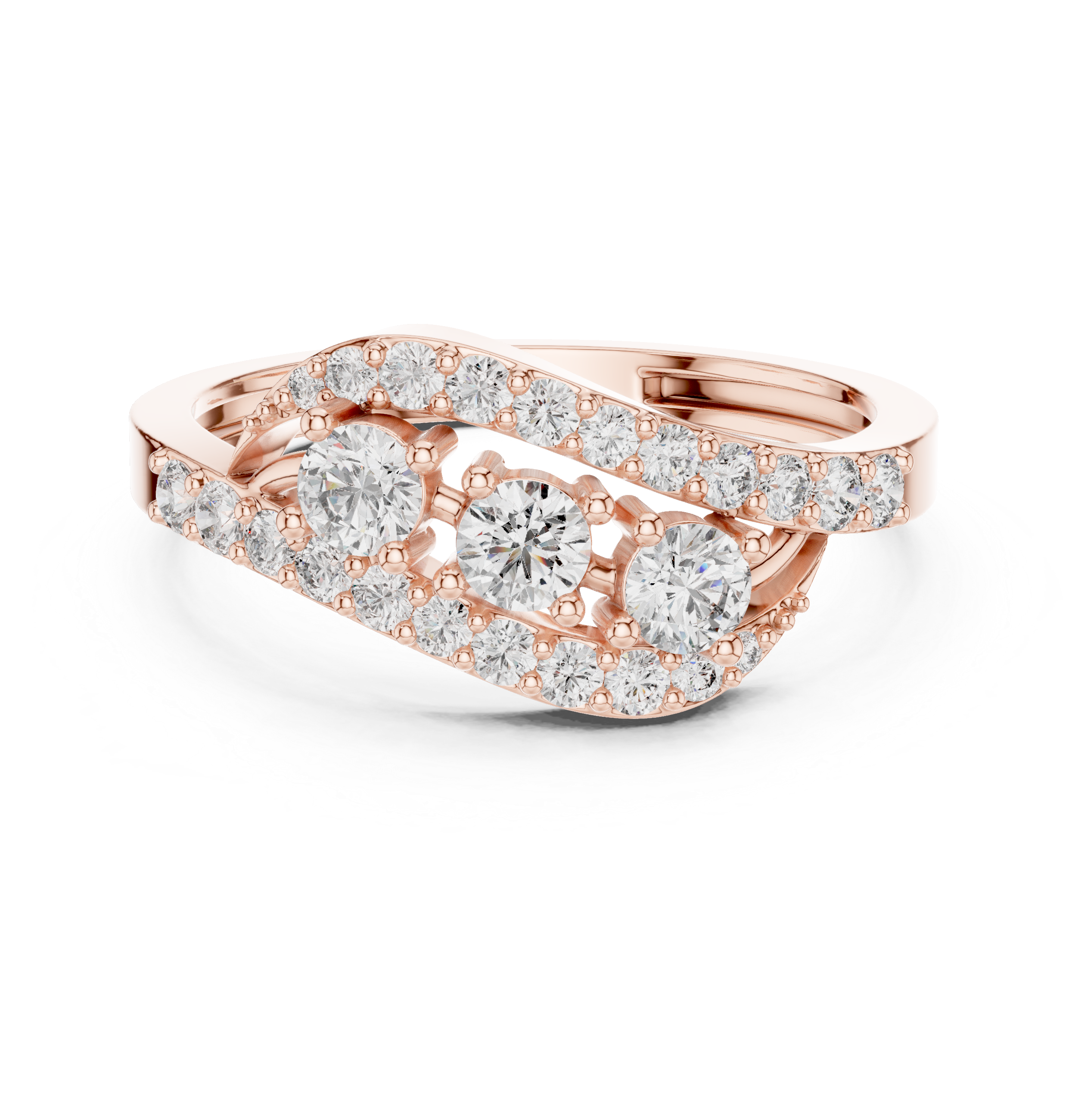 Vintage-inspired halo ring with ornate edges.