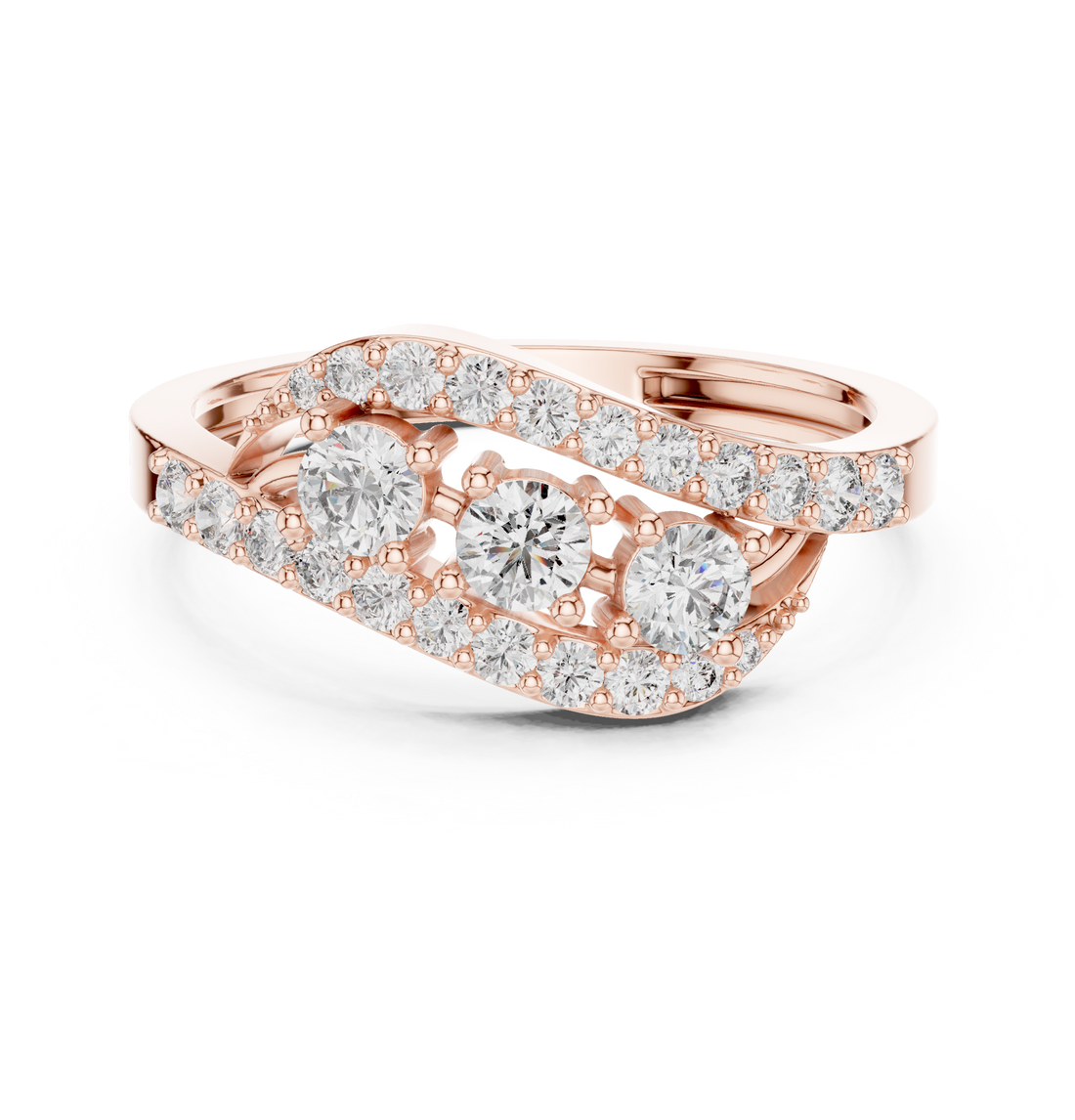 Vintage-inspired halo ring with ornate edges.