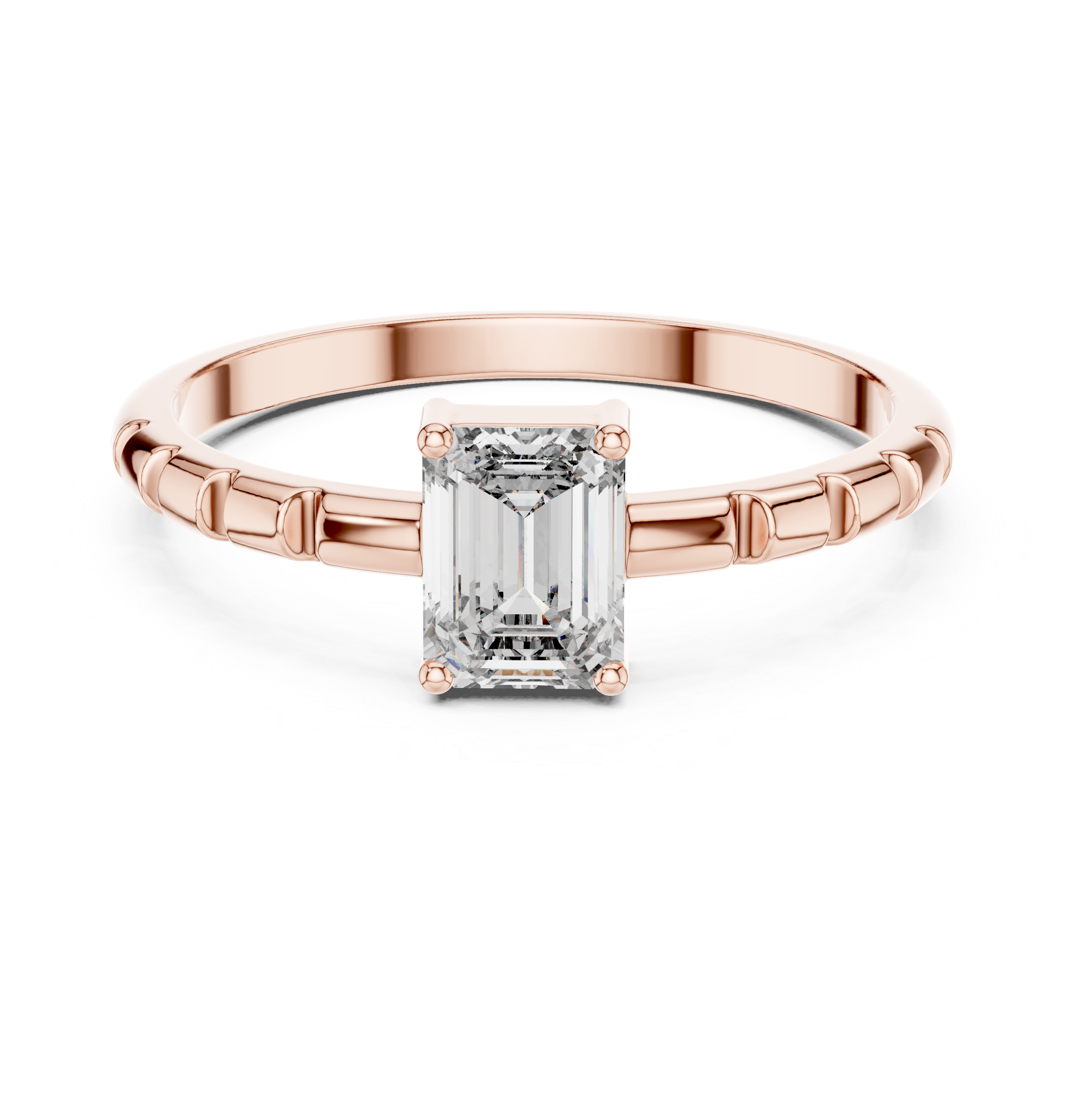 Diamond gemstone ring with sleek polished band.