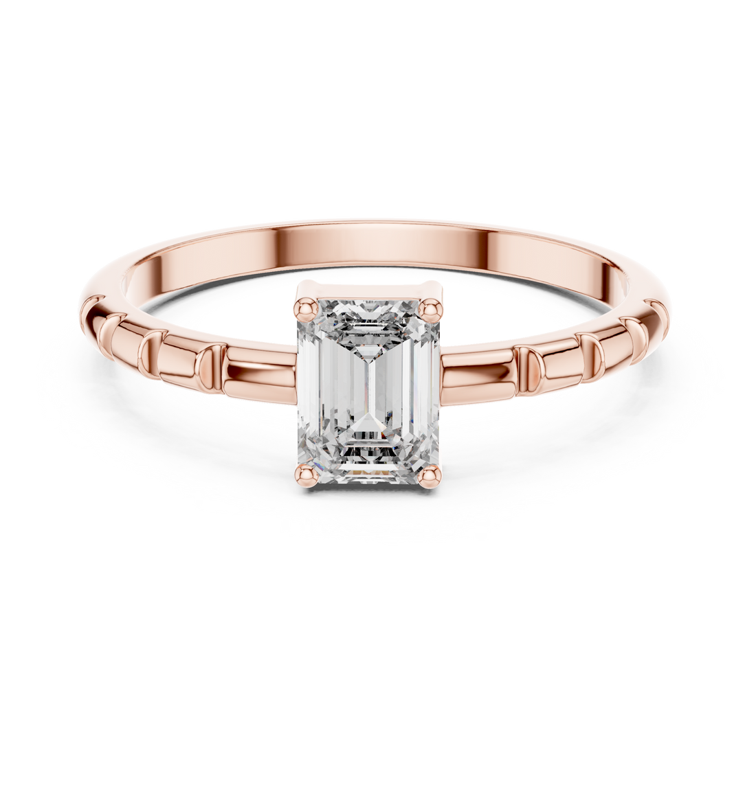 Diamond gemstone ring with sleek polished band.