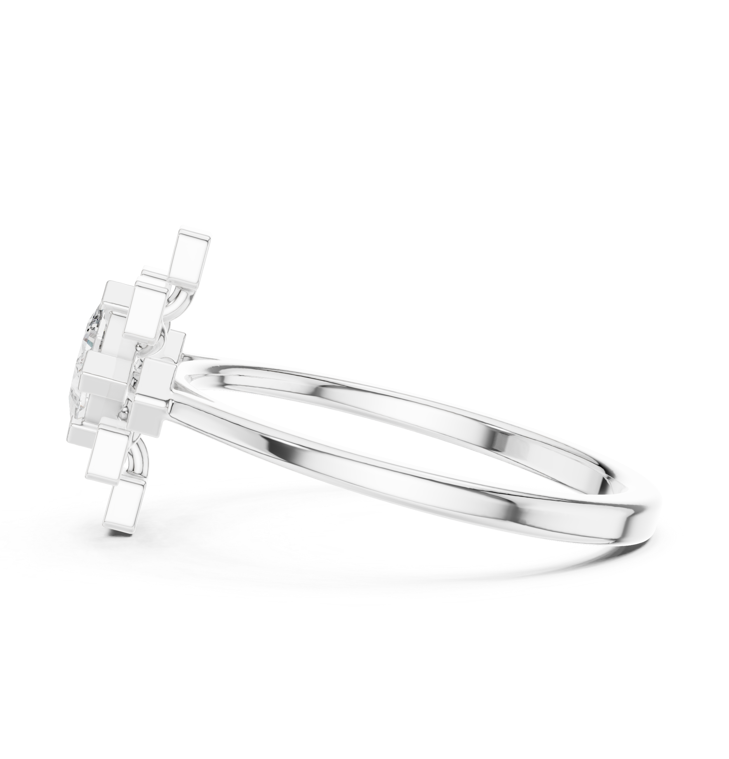 Floral design ring with petal pattern.